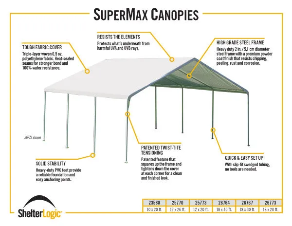 12x20 ft. SuperMax Canopy Tent - White