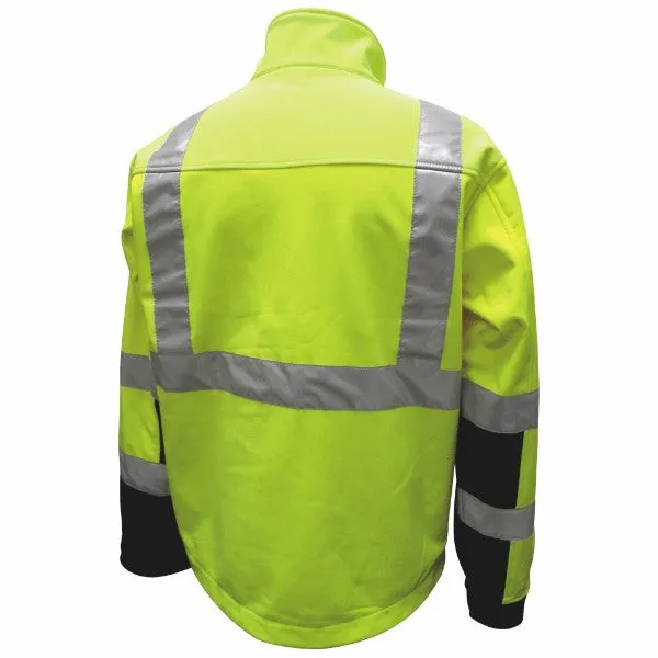 2W International Men's Class 3 Hi-Vis Soft Shell Jacket_Hi-Vis Green