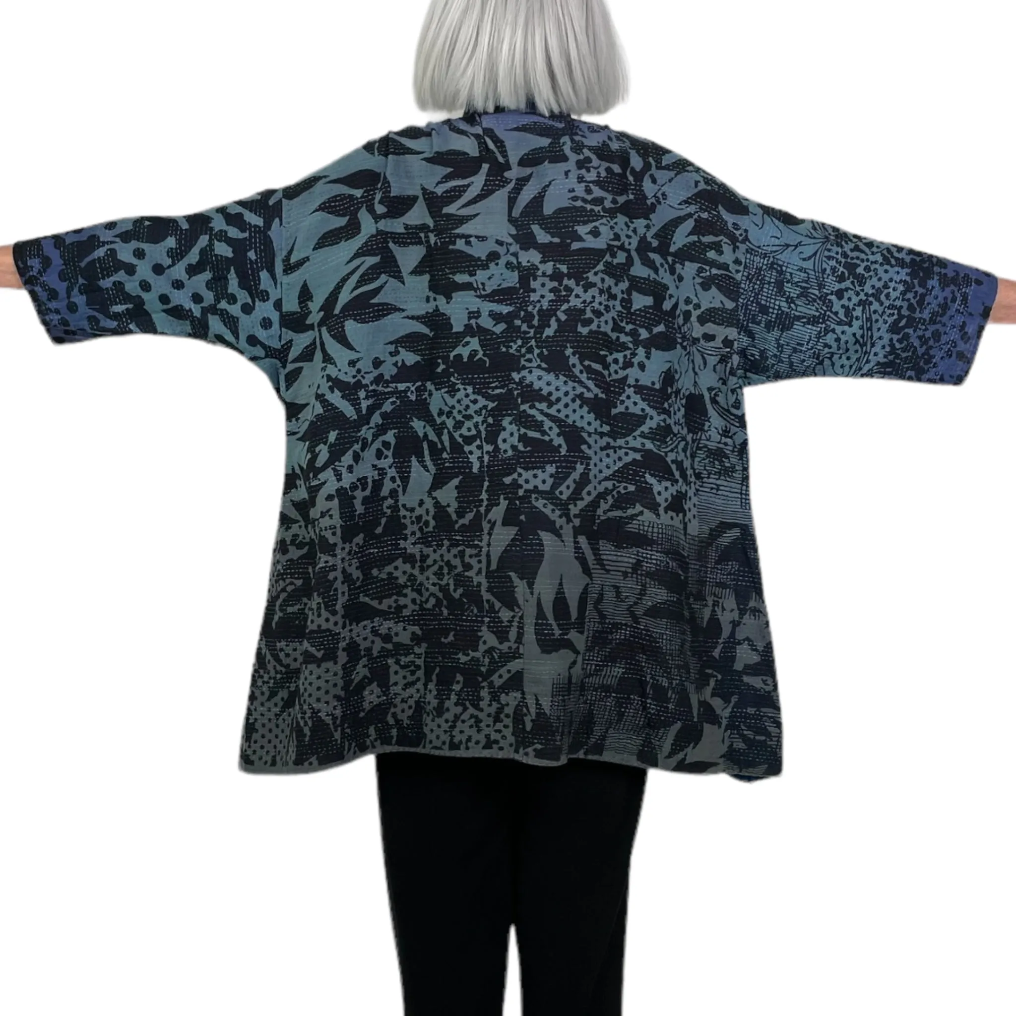 3/4 SLEEVE TWILIGHT PRINT SHIRT TUNIC