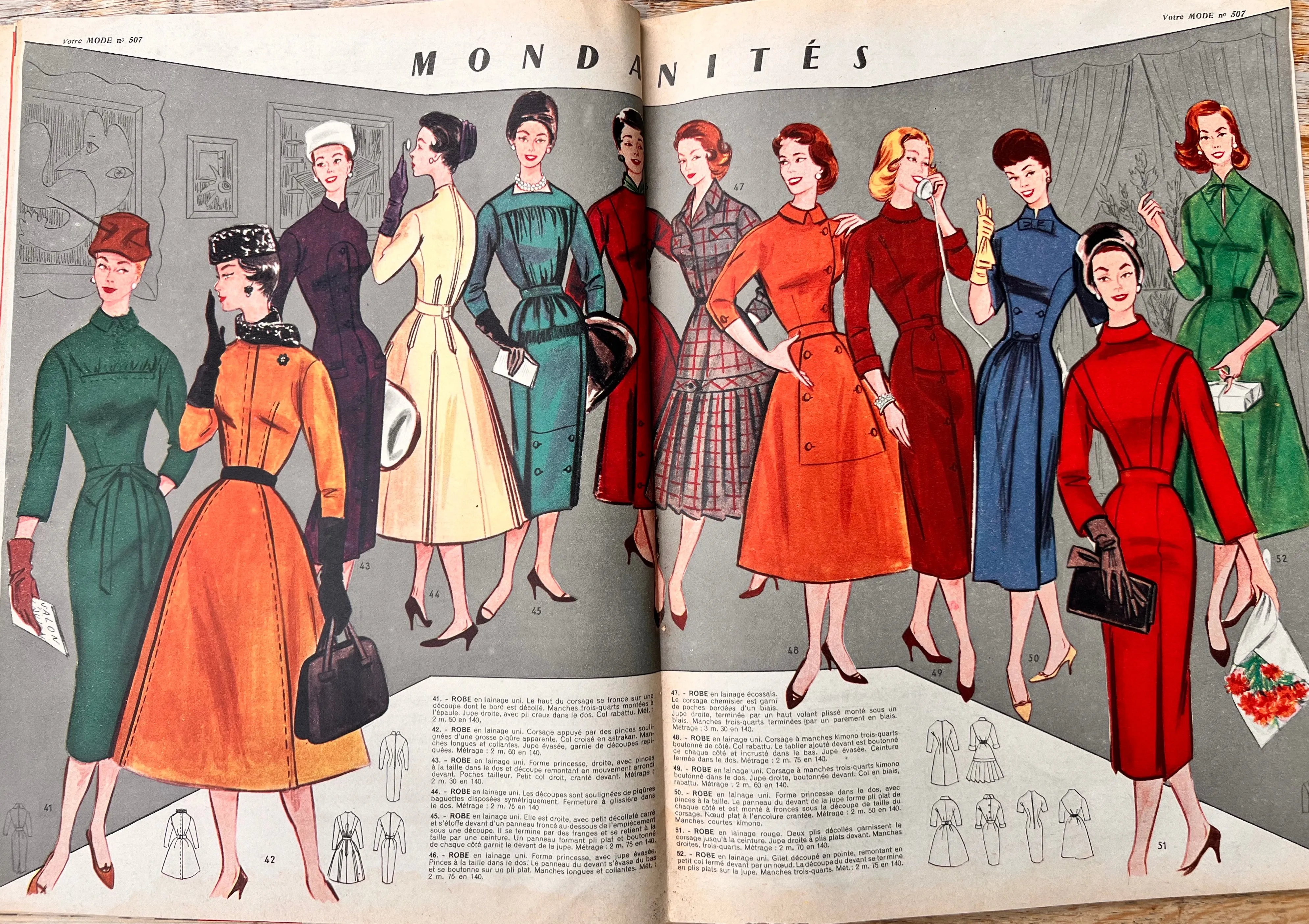 8th November 1956 French Magazine Votre Mode incl. Dress Pattern