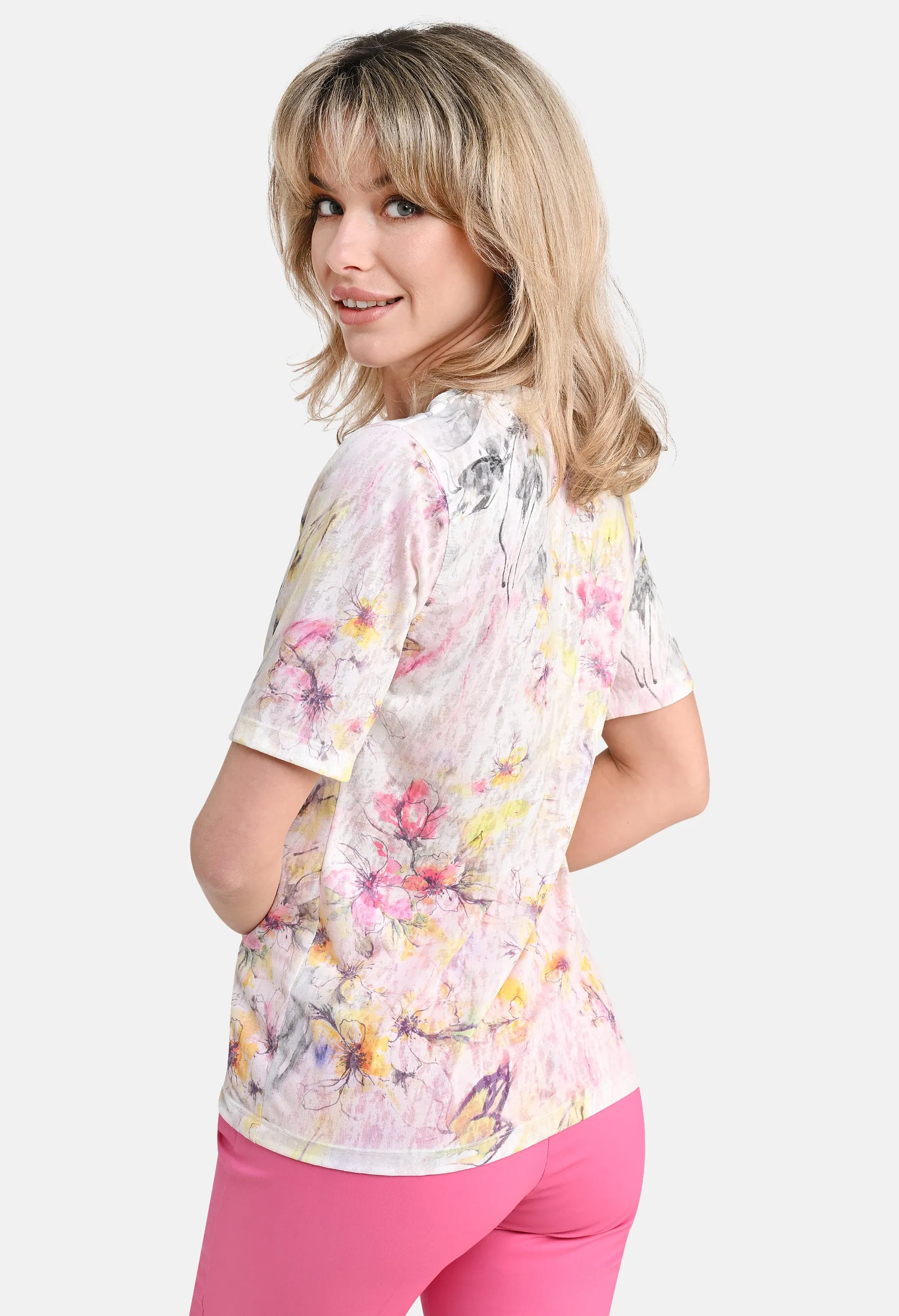 Abstract Floral Print Top-1