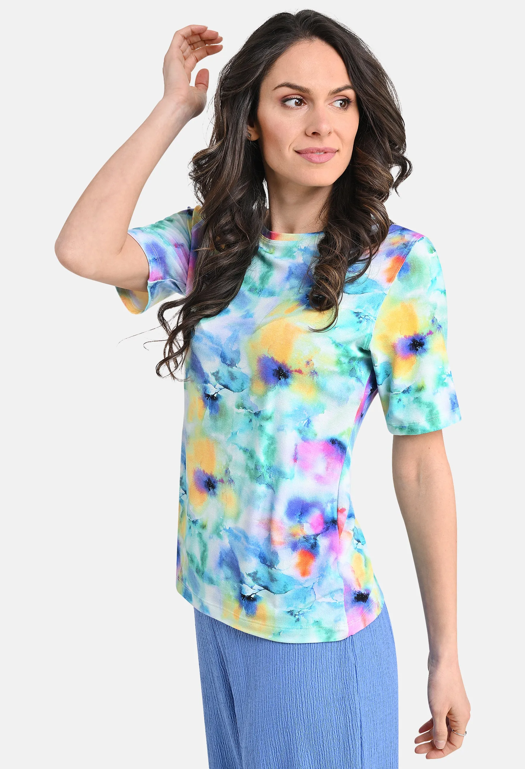 Aqua Tie Dye Effect Top