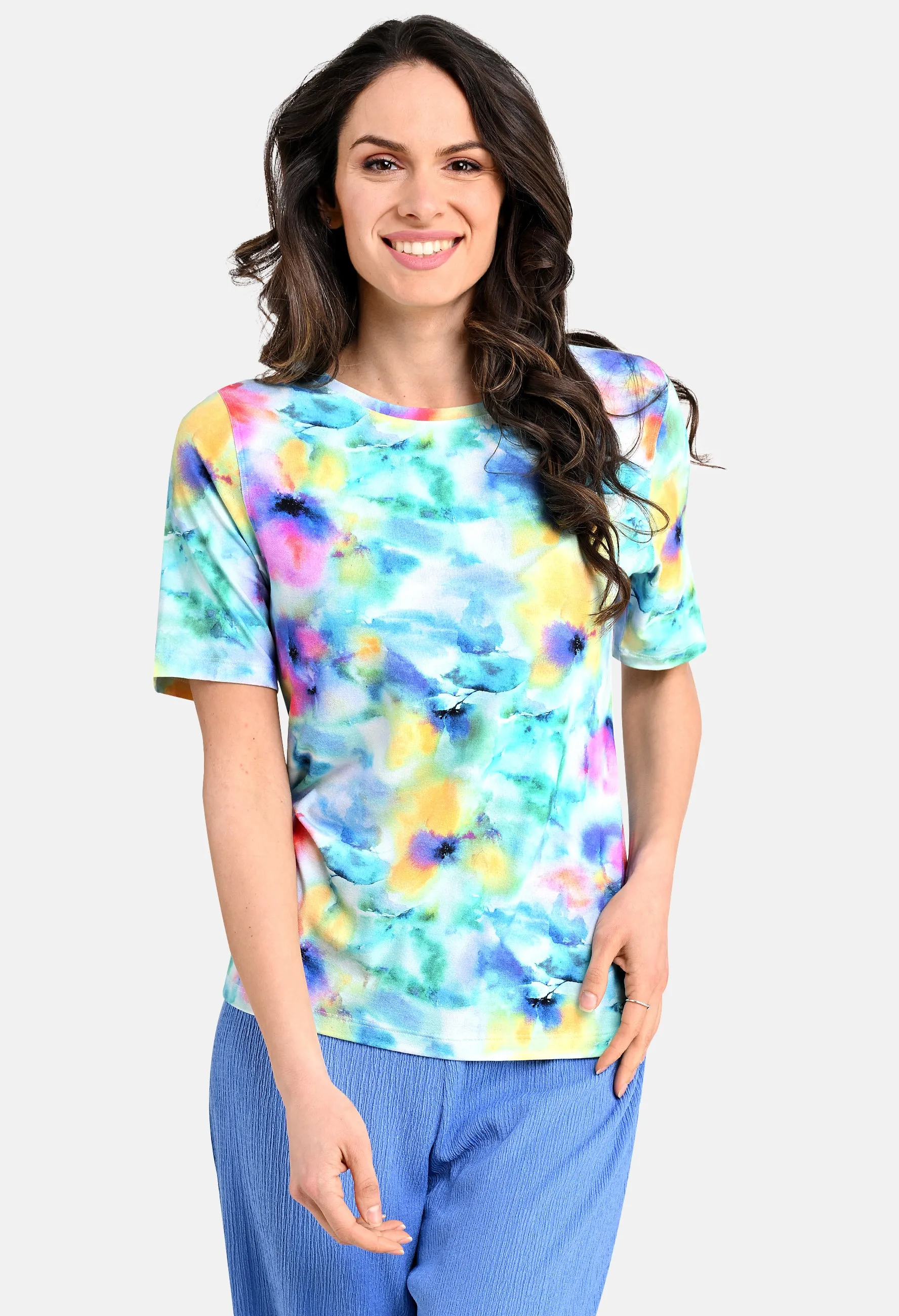 Aqua Tie Dye Effect Top