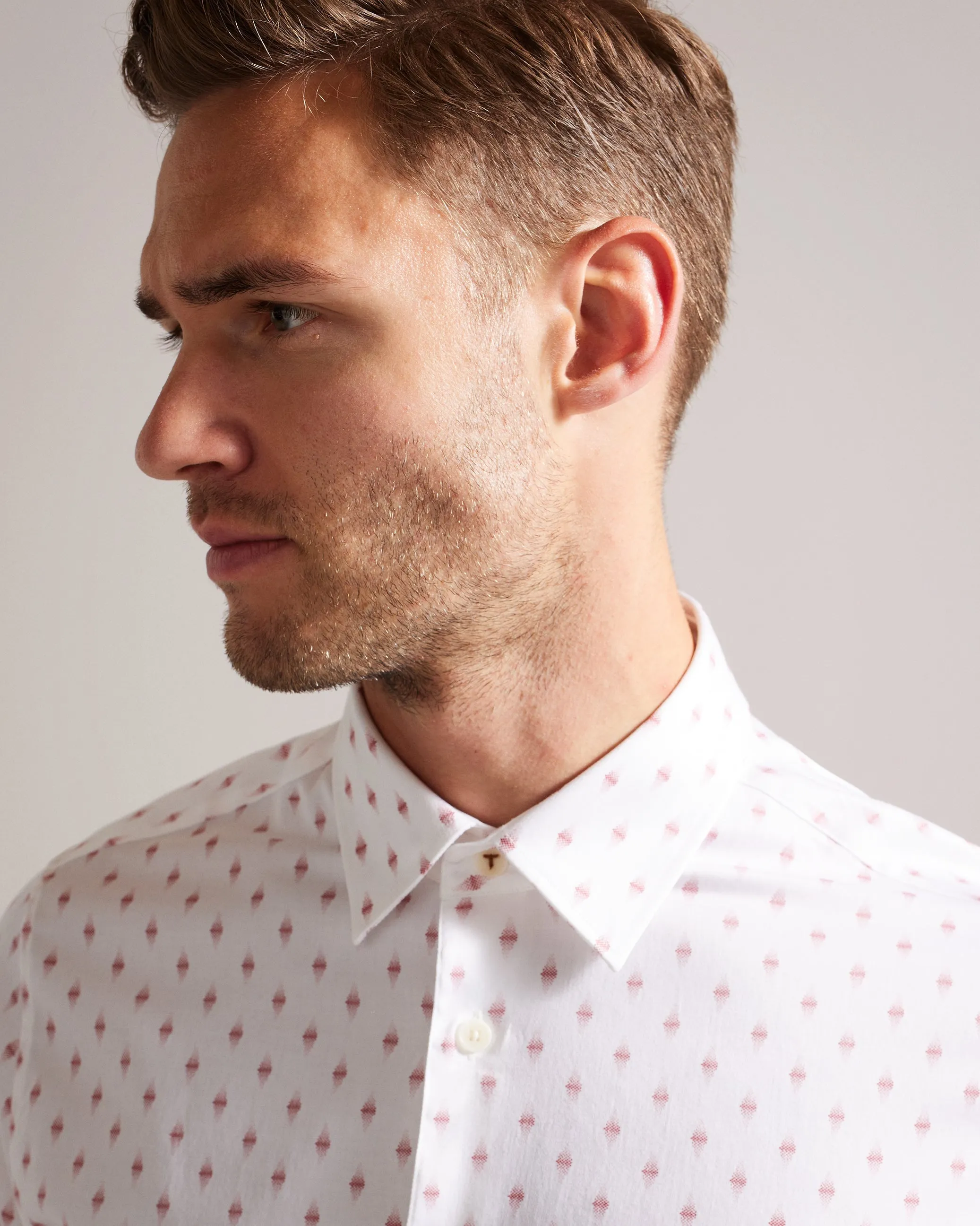 Ardea Long Sleeve Geometric Print Shirt White