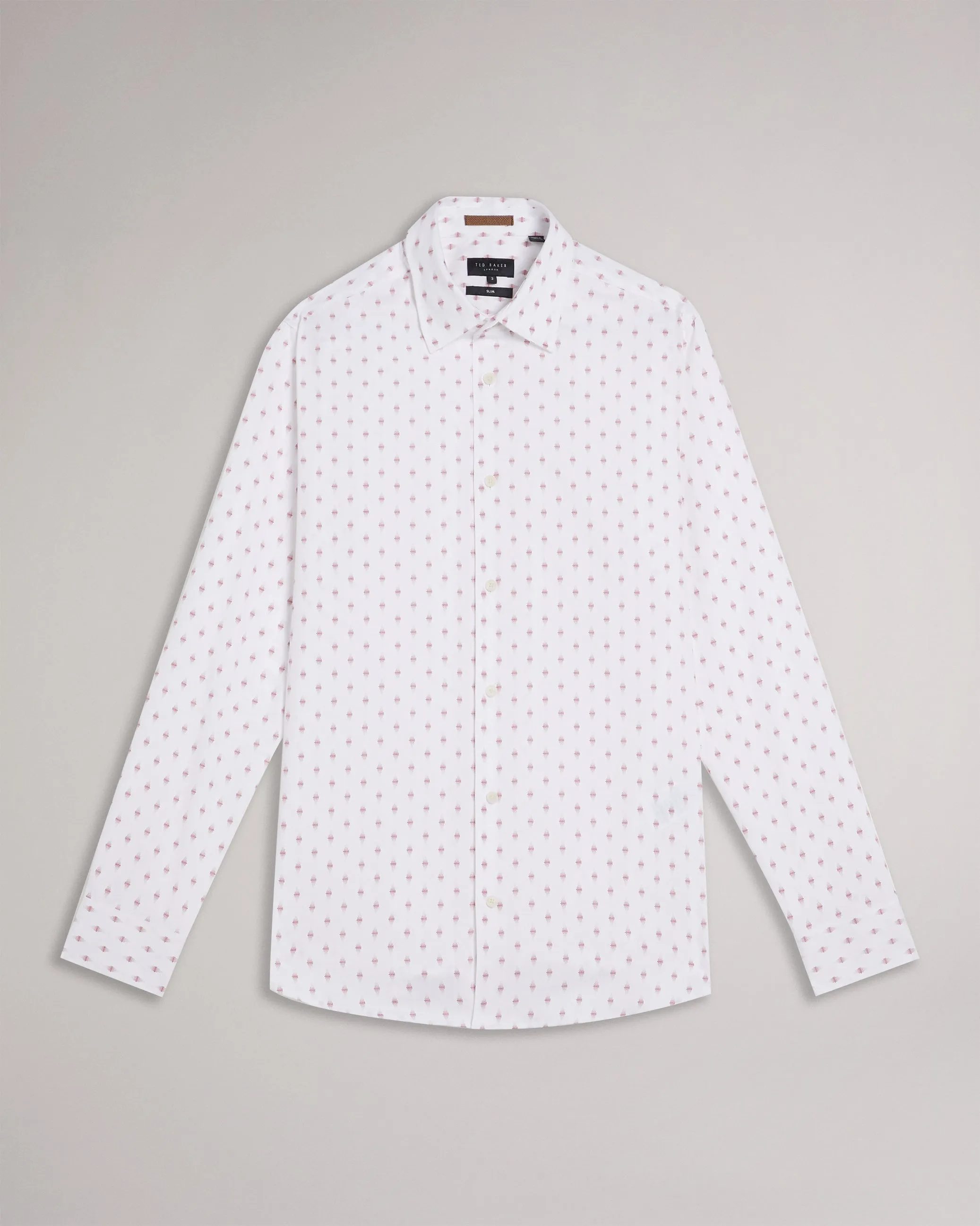 Ardea Long Sleeve Geometric Print Shirt White