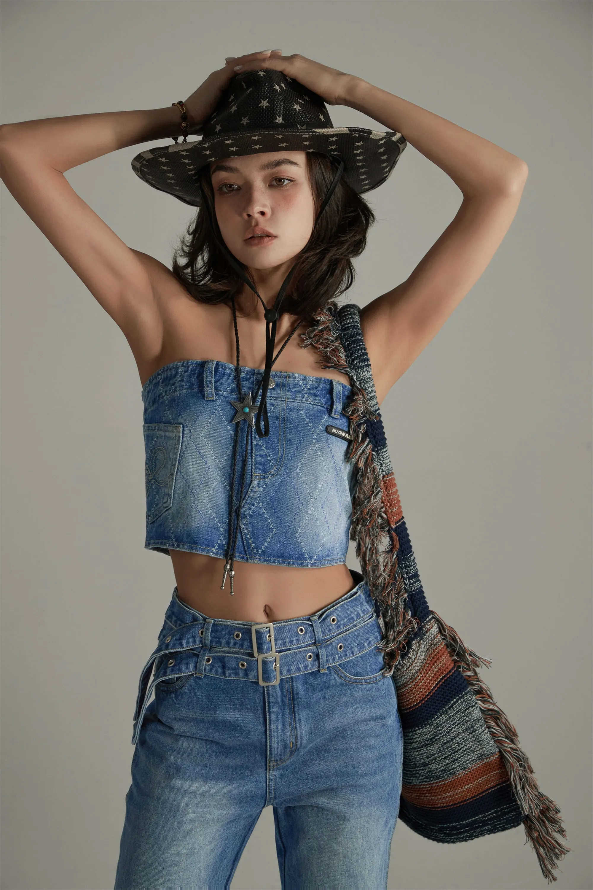 Argyle Denim Tube Top