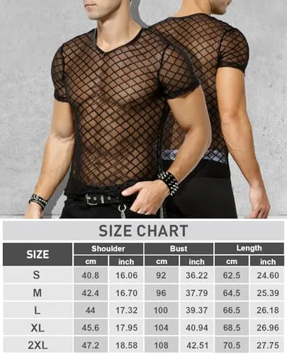 Arjen Kroos Men's Sexy See Through T Shirt Mesh Fishnet Undershirts Transparent Shirt