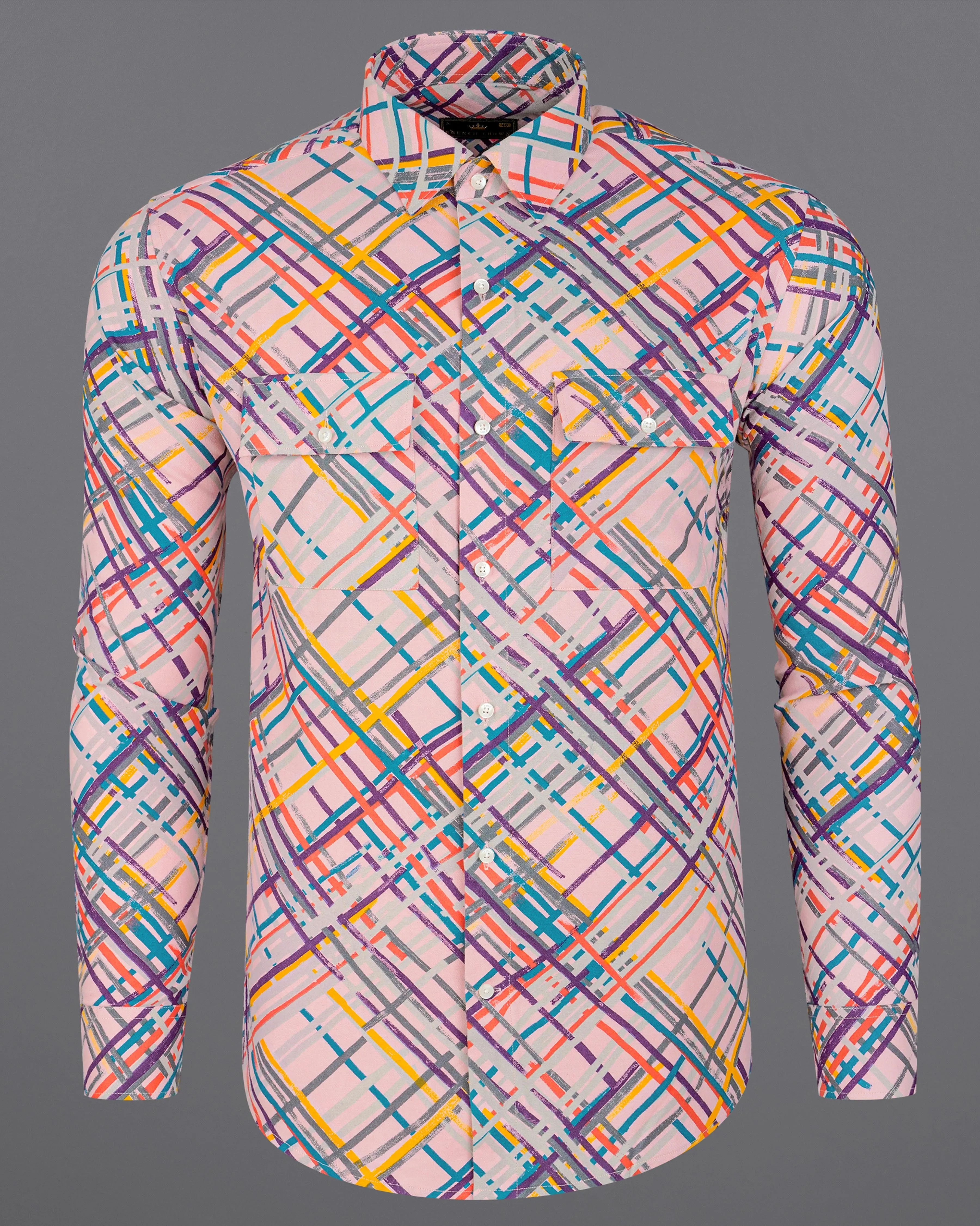 Azalea Pink Multicolour Checked Flannel Designer Shirt