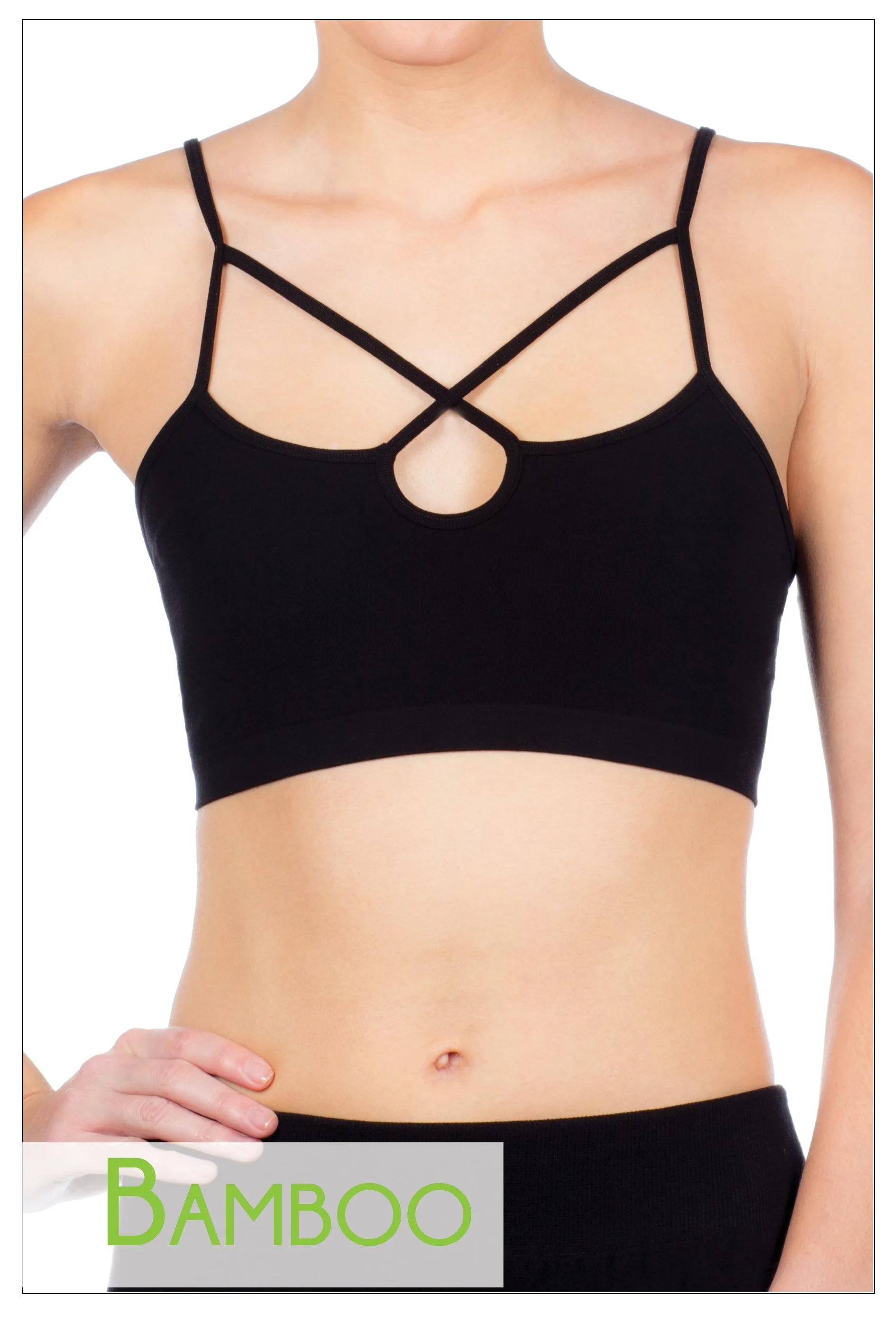 Bamboo basic one size crossover strap bralette- various colours