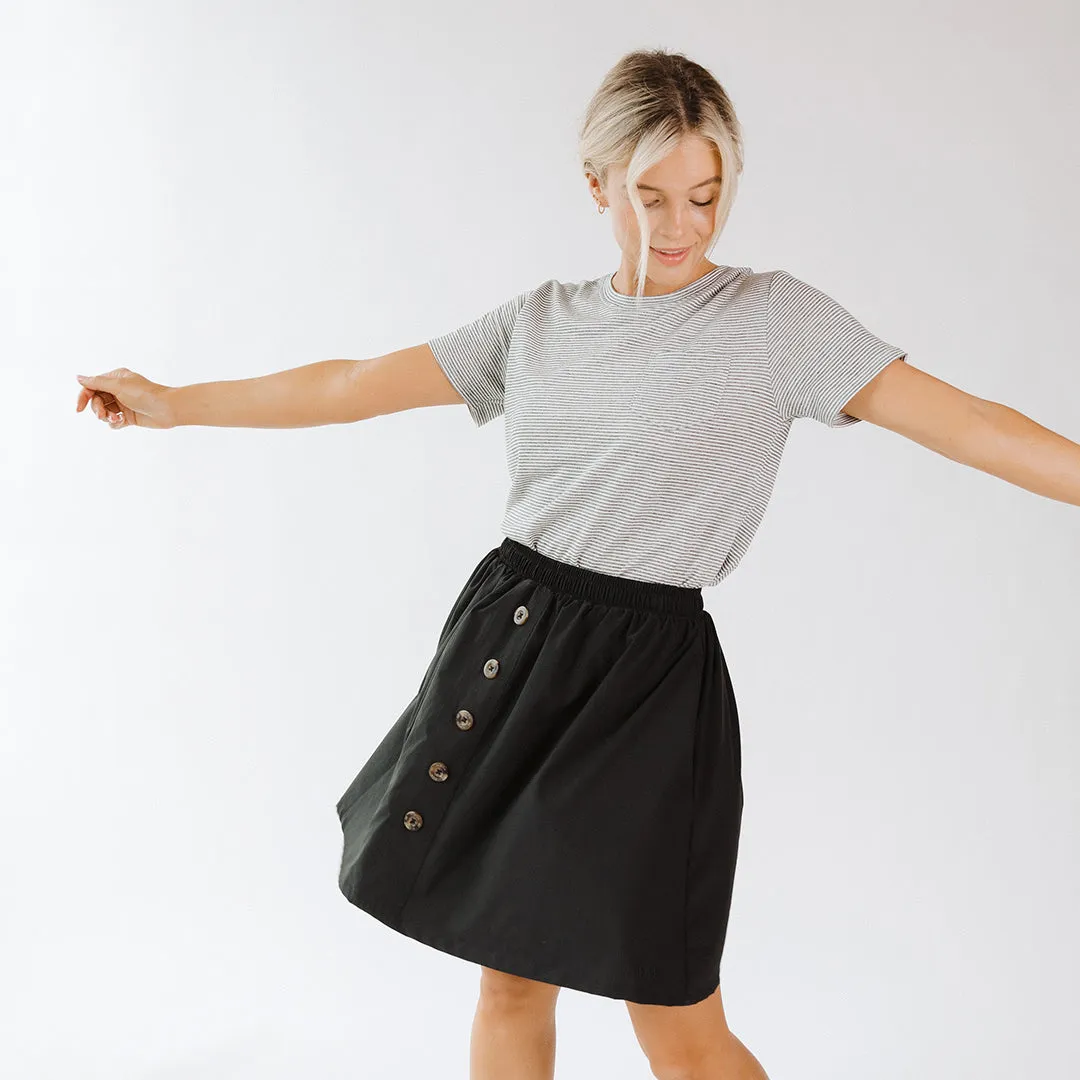 Black Buttoned Up Skirt