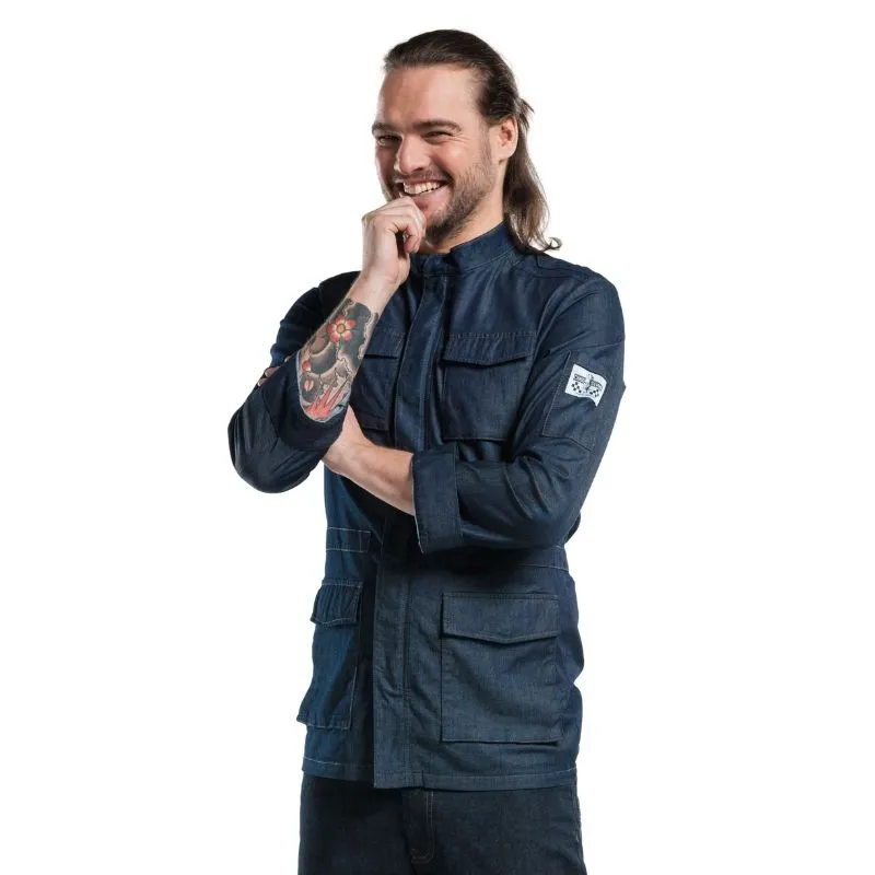 Blue Stretch Denim Kitchen Coat - CHAUD DEVANT