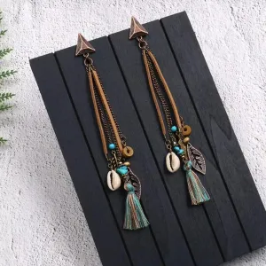 Bohemian Ethnic Handmade Long Tassel Dangle Drop Earrings