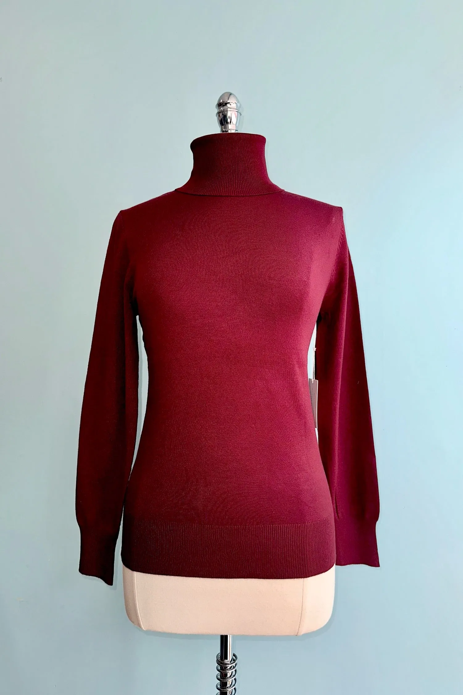 Burgundy Long Sleeve Turtleneck Sweater