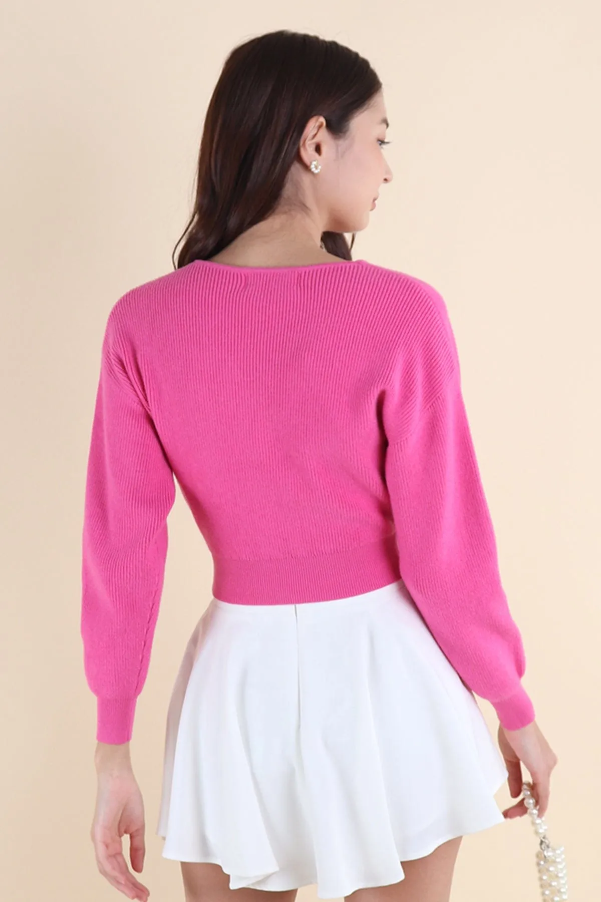 CABANA KNIT TOP IN BARBIE PINK