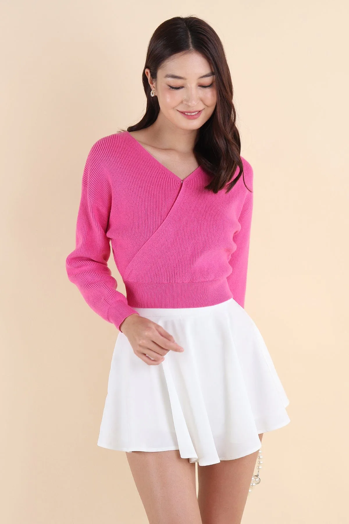 CABANA KNIT TOP IN BARBIE PINK