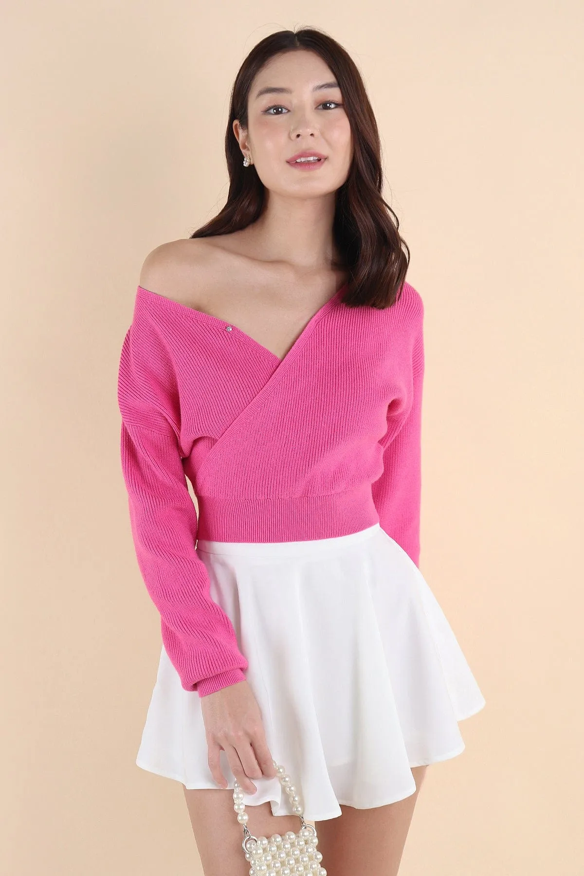 CABANA KNIT TOP IN BARBIE PINK