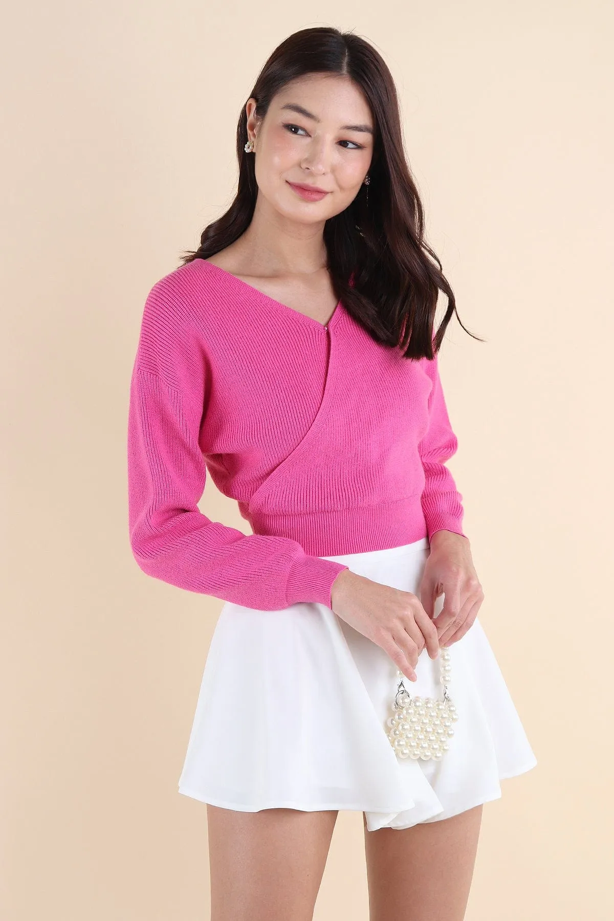 CABANA KNIT TOP IN BARBIE PINK