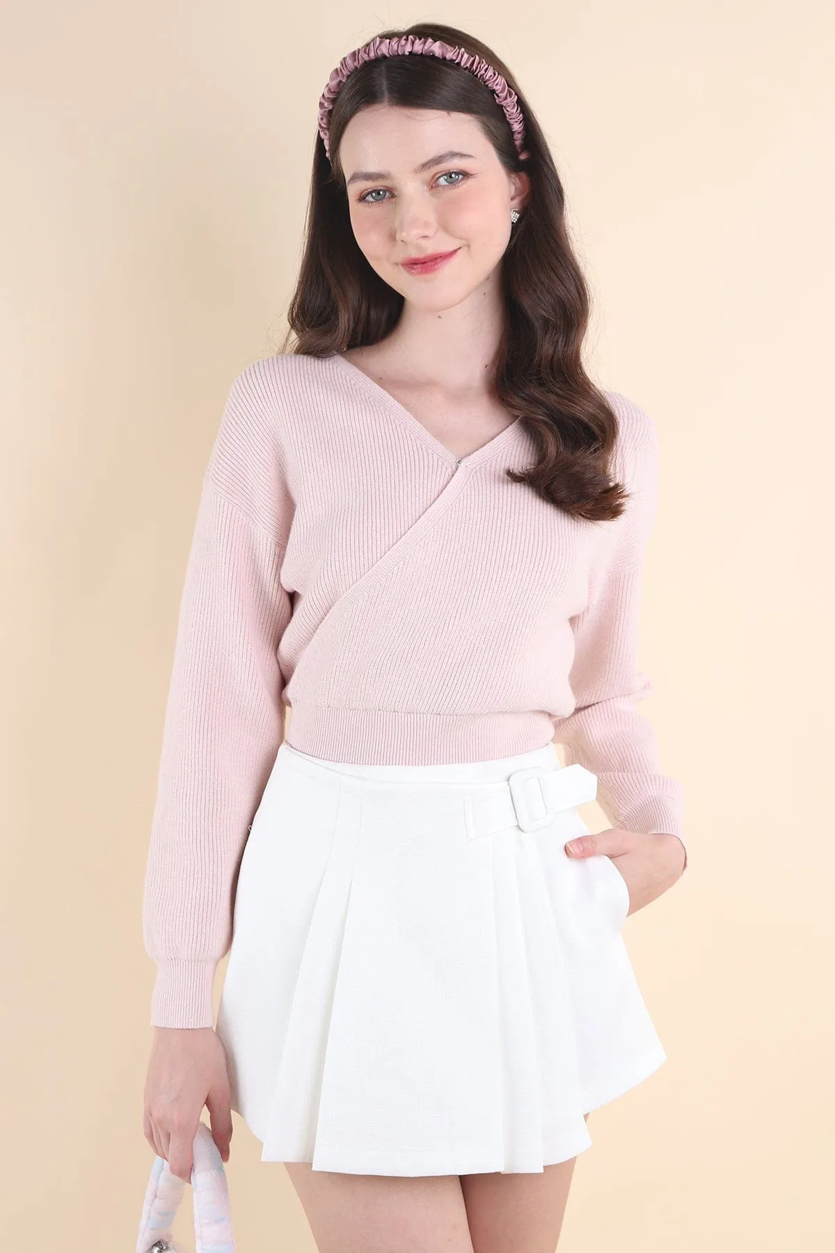 CABANA KNIT TOP IN STRAWBERRY MILK