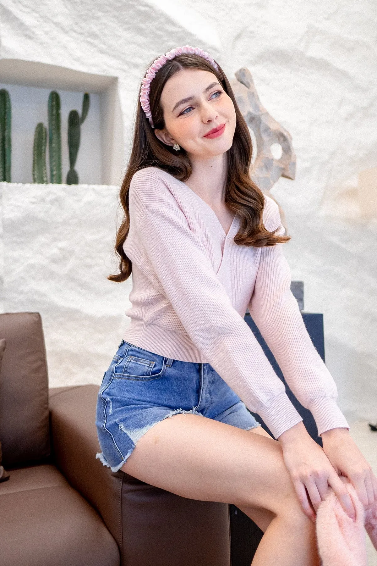 CABANA KNIT TOP IN STRAWBERRY MILK