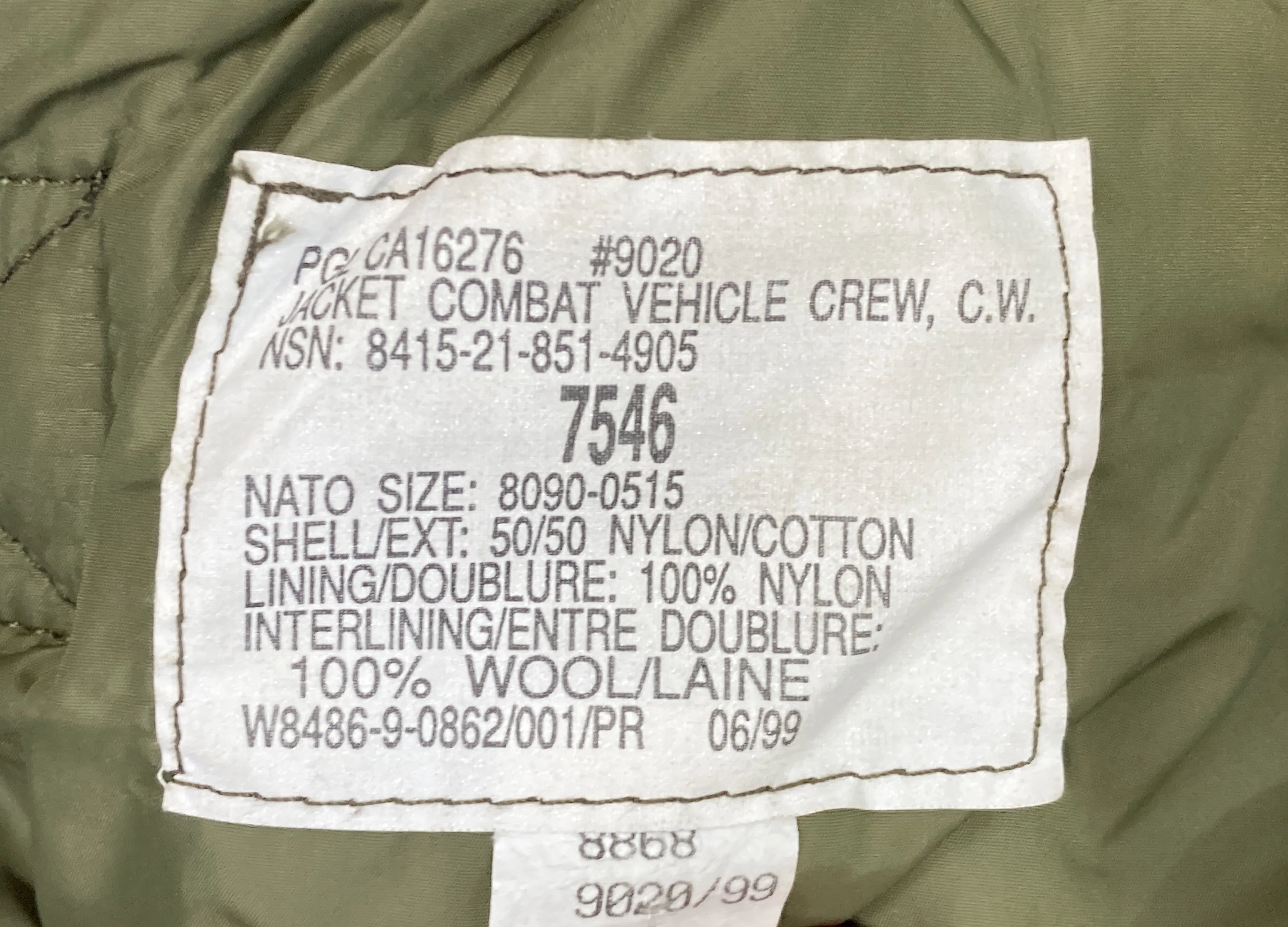 Canadian Combat Vehicle Crew Cold Weather Jacket