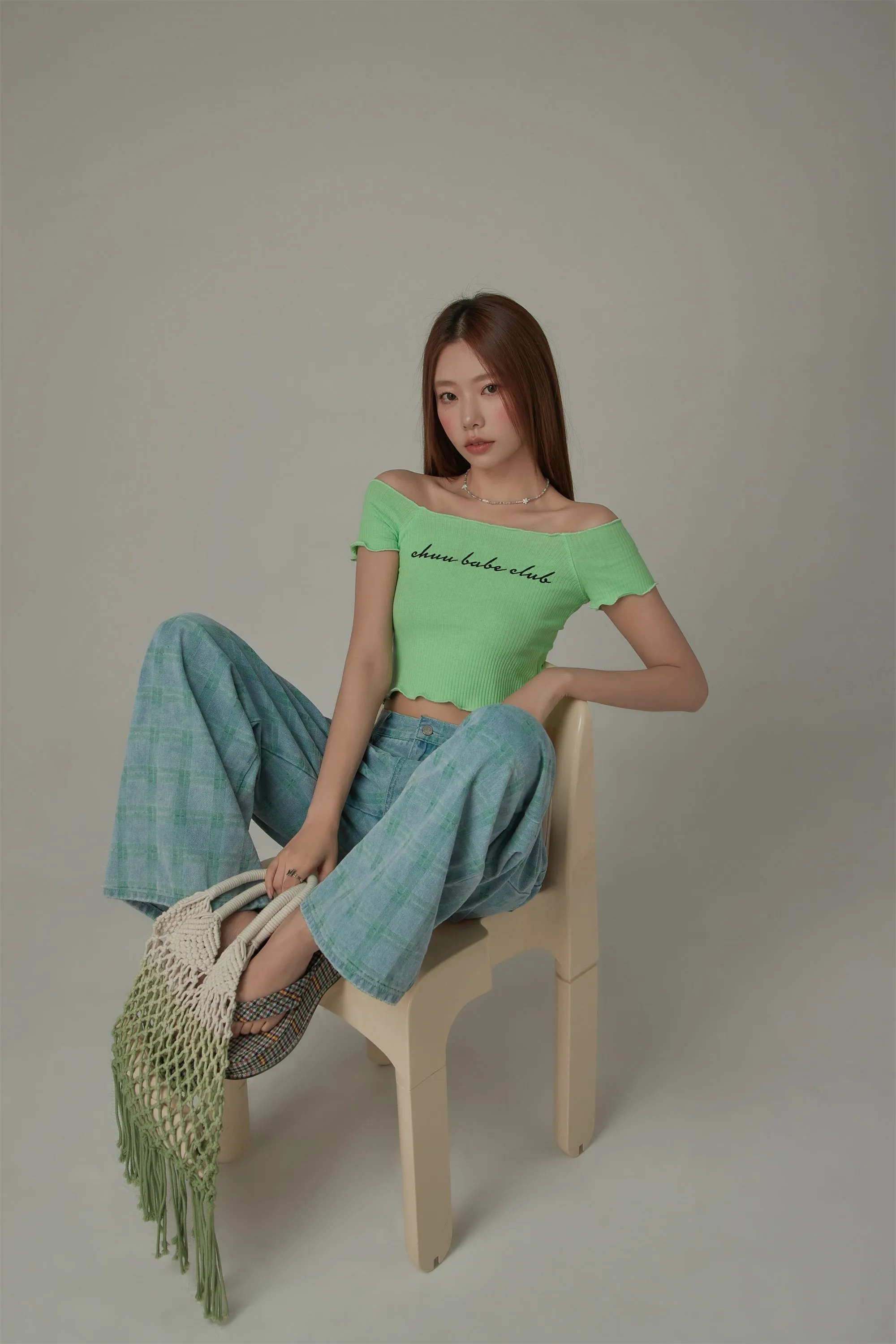 Chuu Babe Club Ruffled Off-The-Shoulder T-Shirt