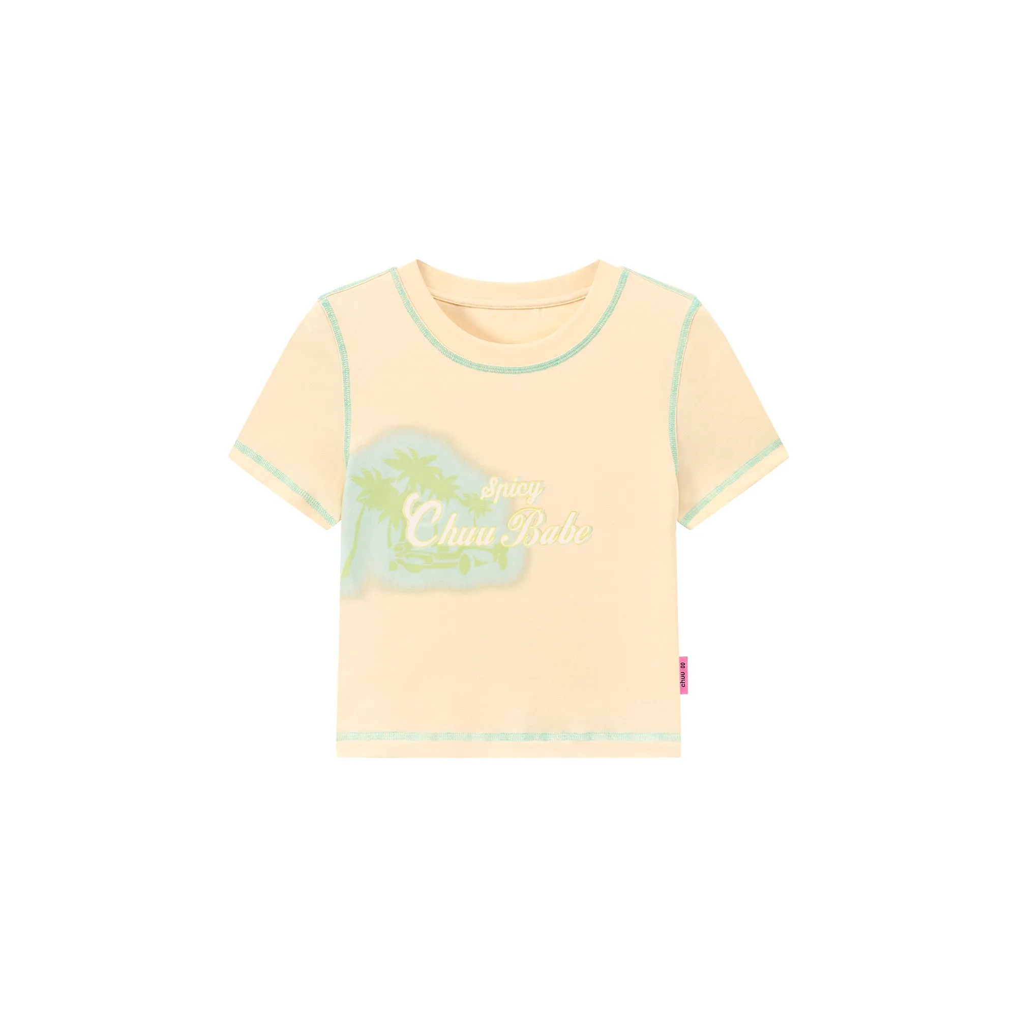 Chuu Babe Color Line Short Sleeve Crop T-Shirt