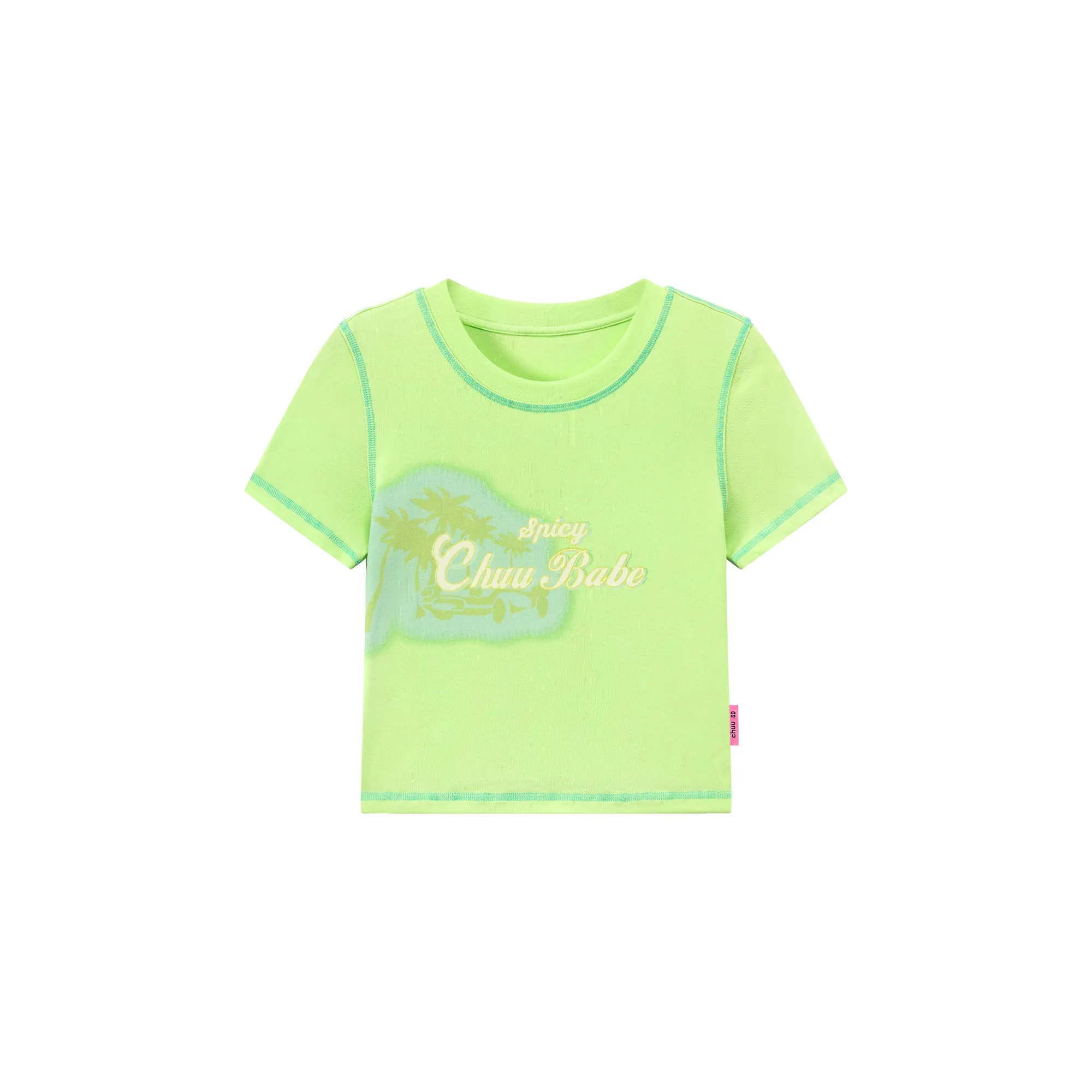 Chuu Babe Color Line Short Sleeve Crop T-Shirt