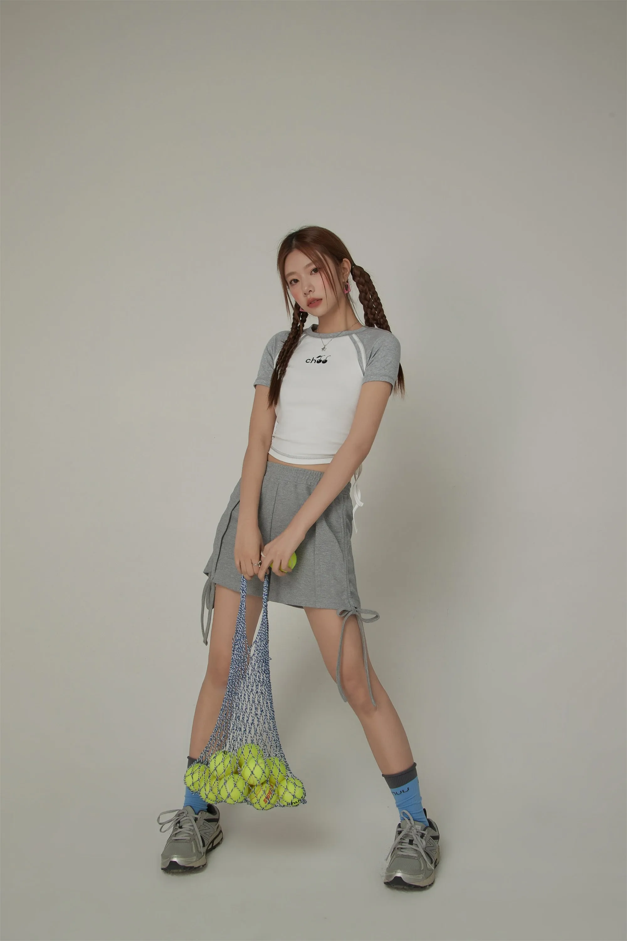 Chuu Cherry String Colorblocked Short Sleeve T-Shirt