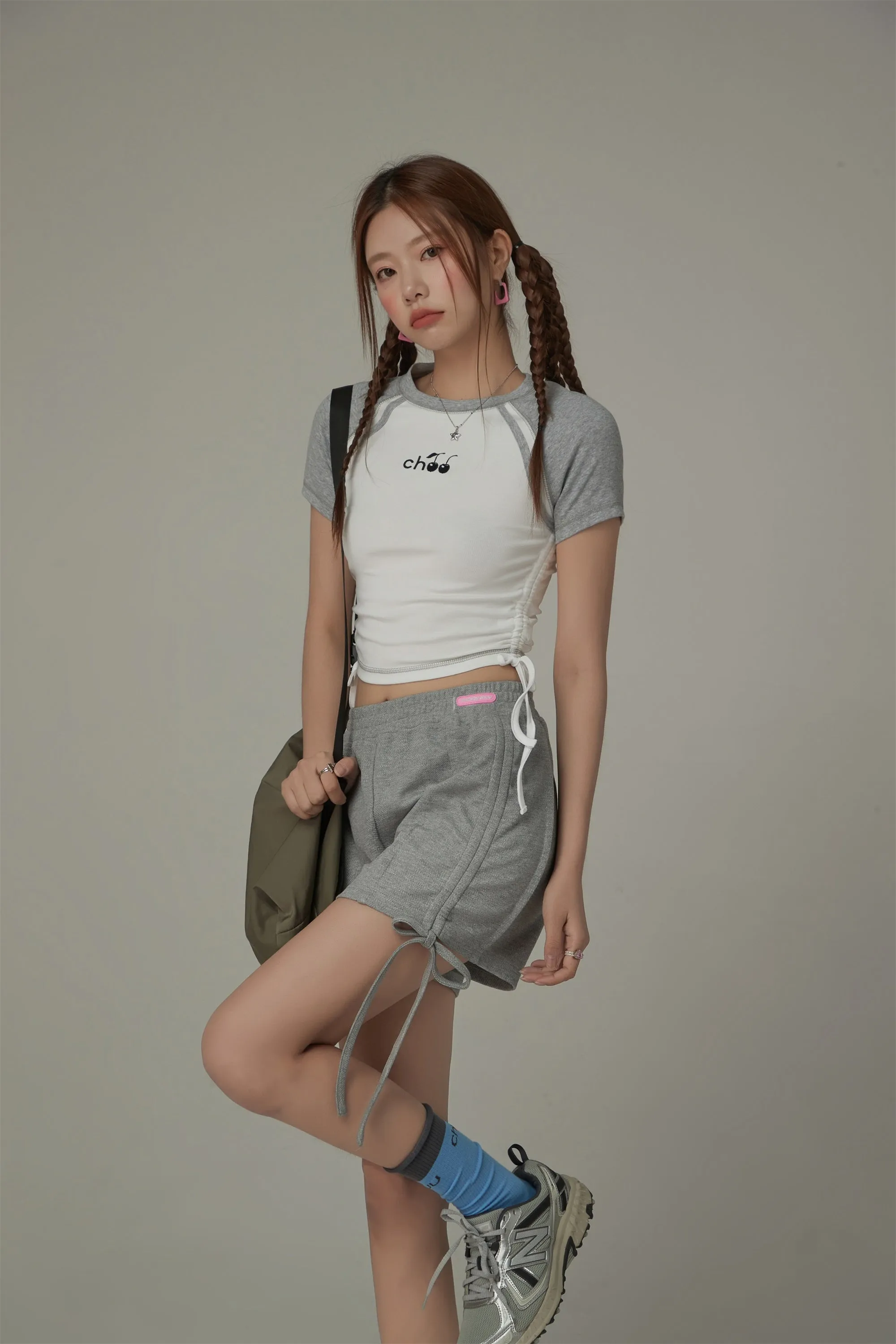 Chuu Cherry String Colorblocked Short Sleeve T-Shirt