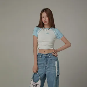 Chuu Cherry String Colorblocked Short Sleeve T-Shirt