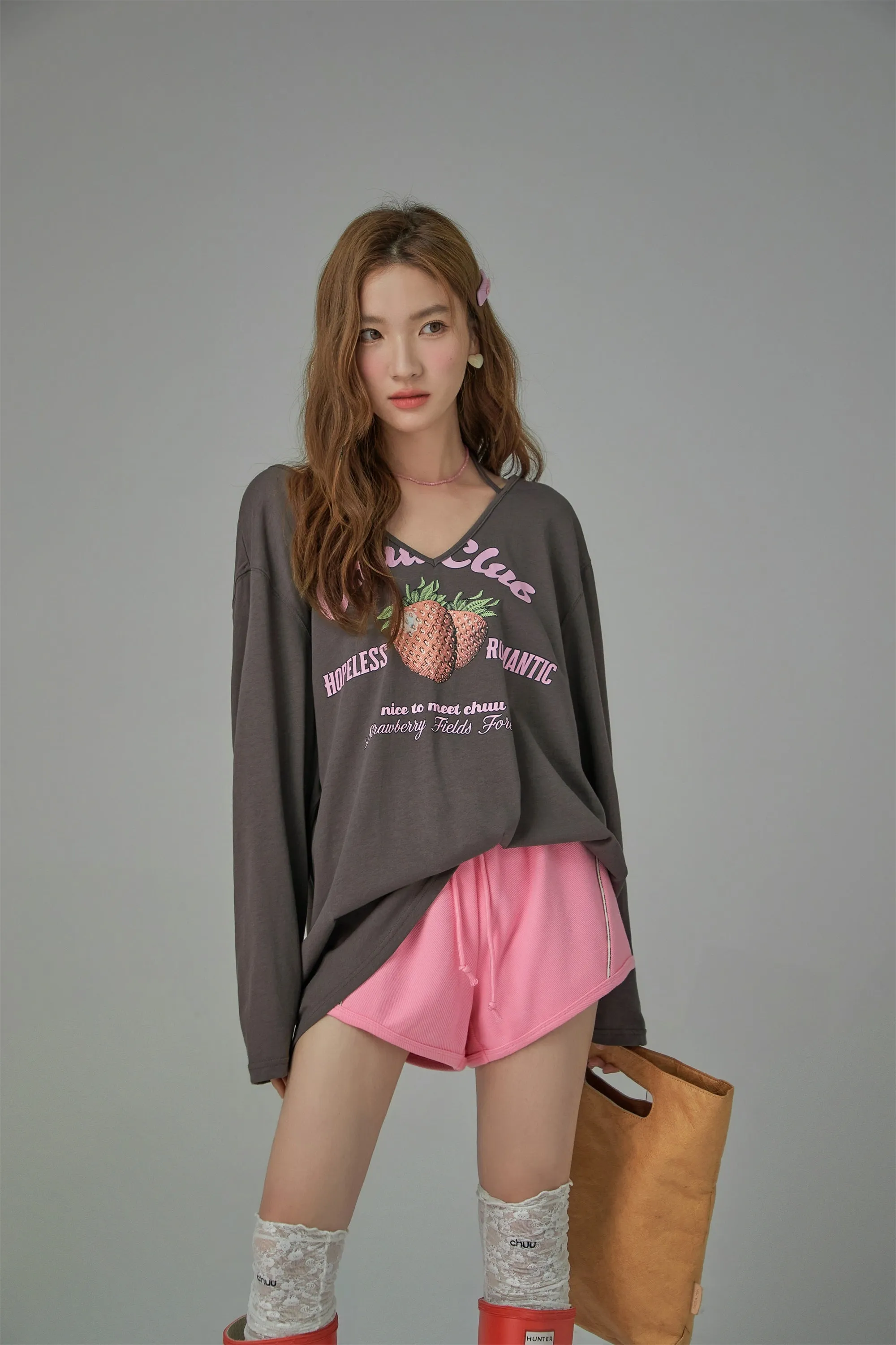 Chuu Club Strawberry V-Neck T-shirt