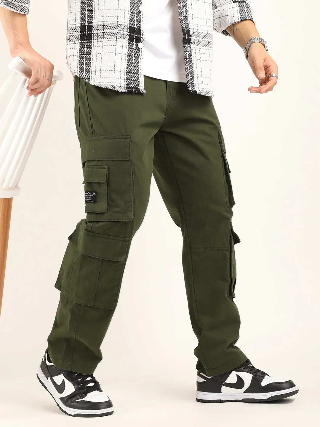 City 8 Pocket Olive Green Denim Cargo