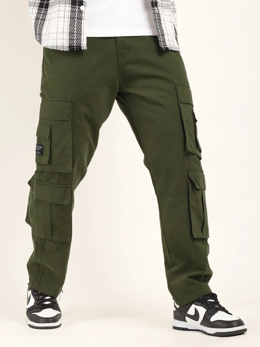 City 8 Pocket Olive Green Denim Cargo