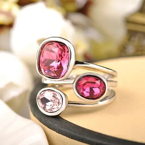 Classic Cubic Zircon Big Stone Ring - Pink