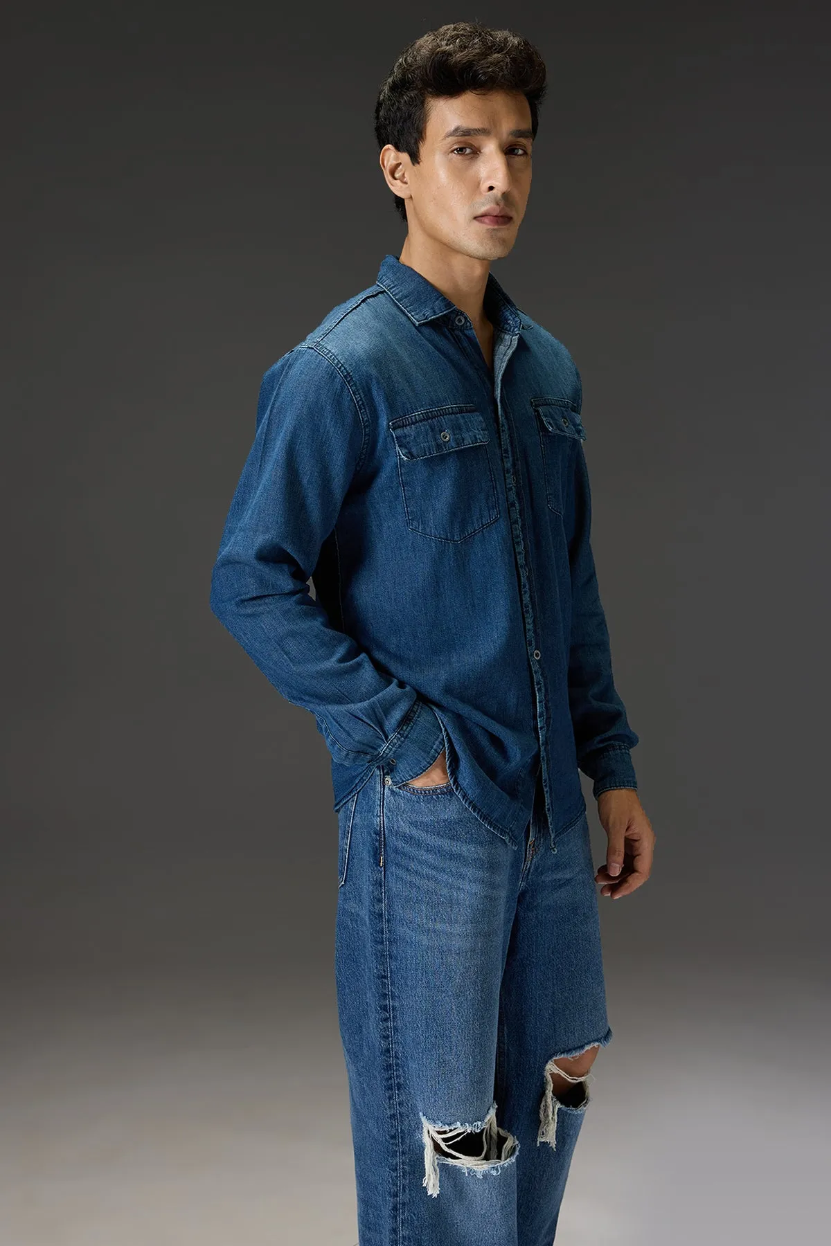 Classic Lightweight Denim Men's Summer Shirt