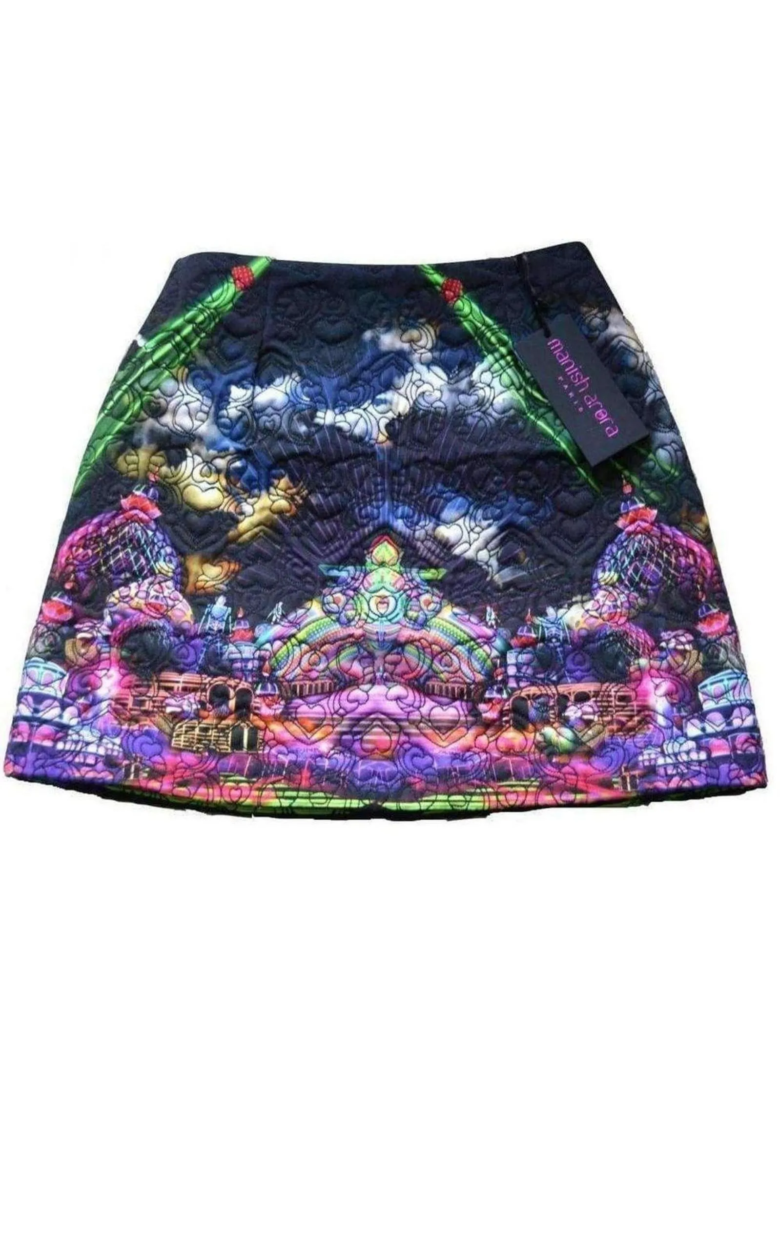 Cloud Print Quilted Cotton Mini Skirt