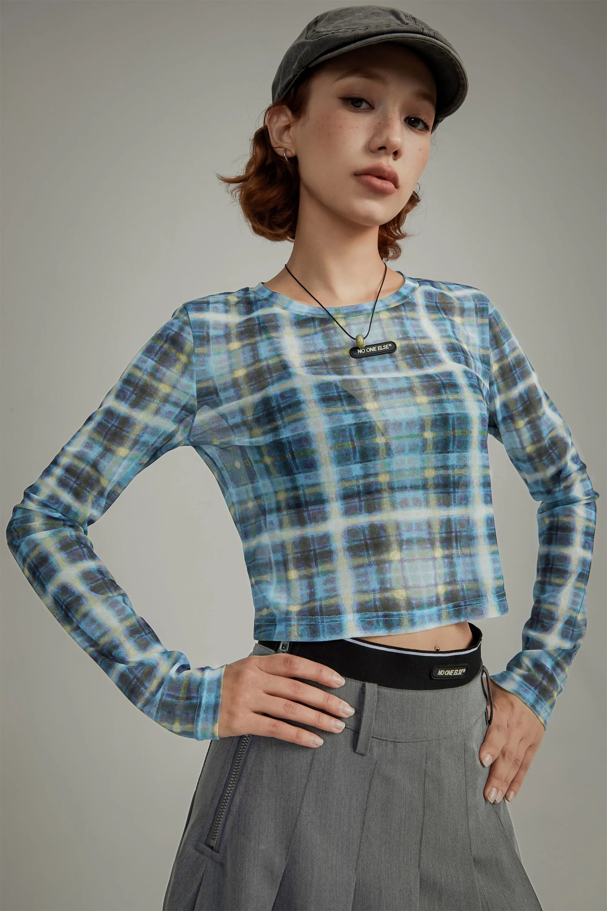 Color Check Slim Long Sleeve T-Shirt