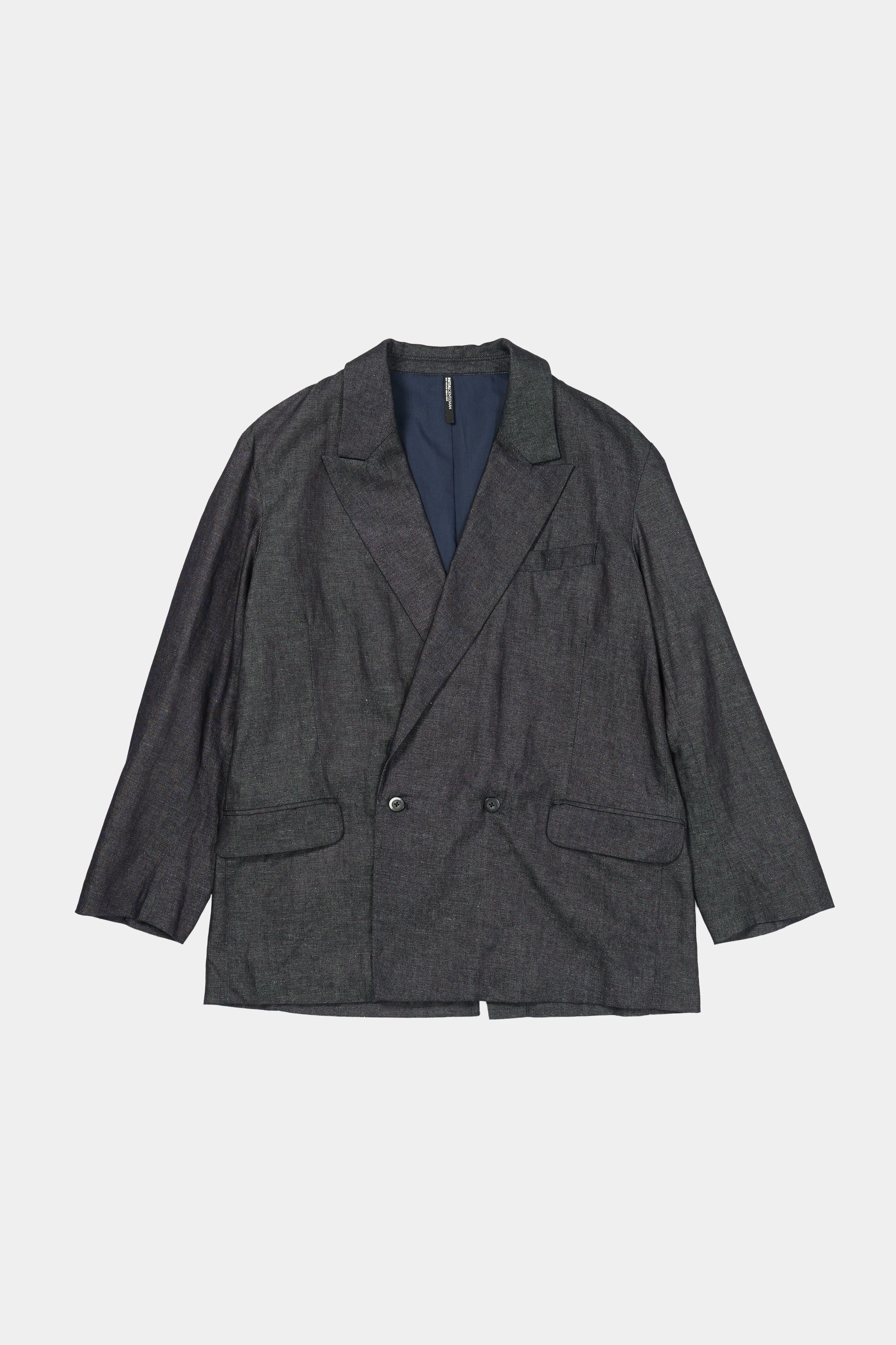 Cotton Linen Denim Double Breasted Soft Blazer