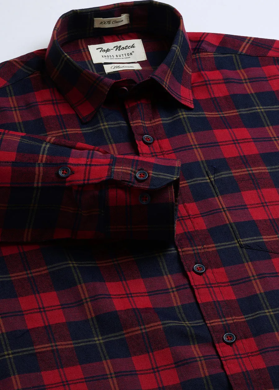 Cray Maroon Check Mens Shirt