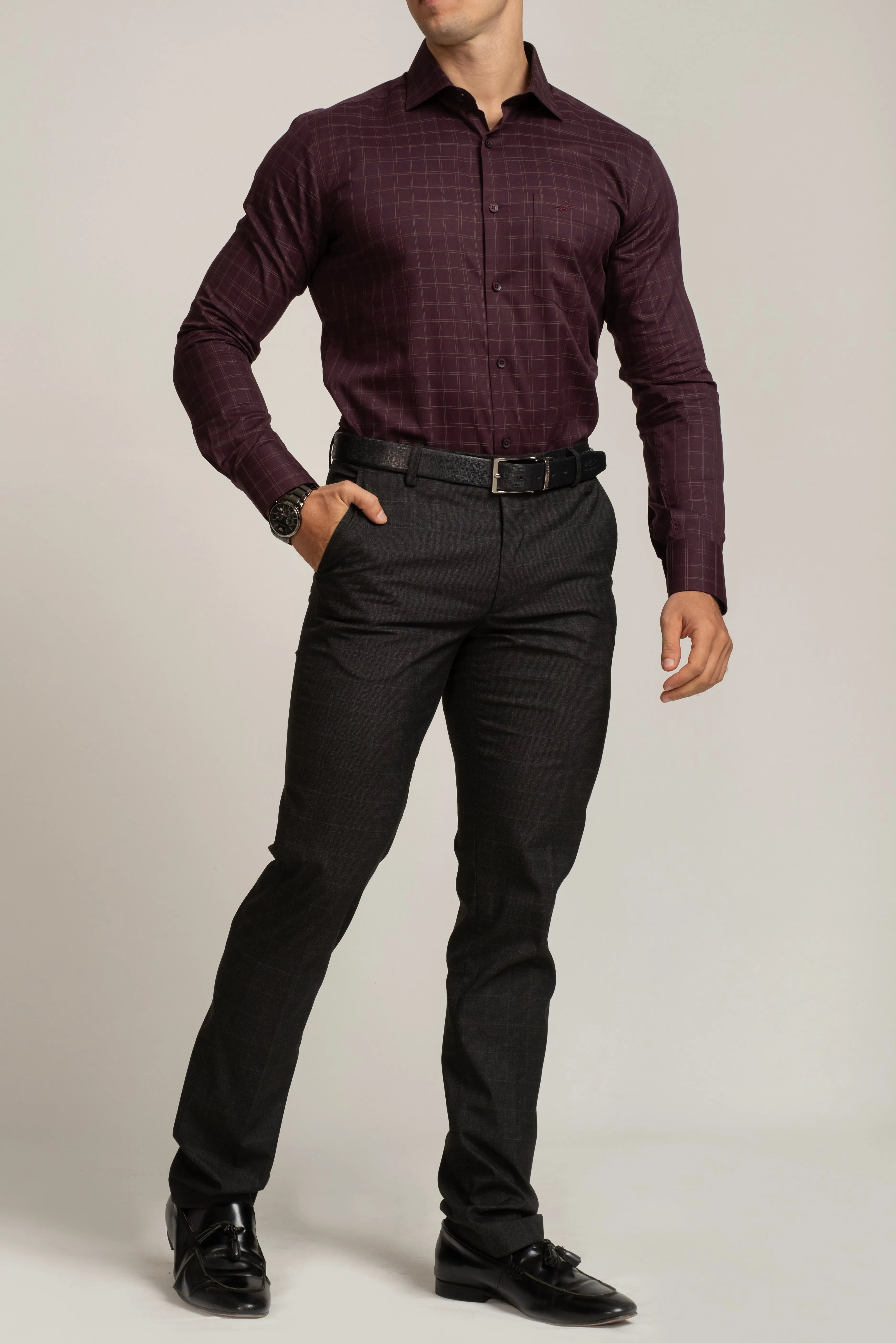 Crocodile Slim Fit Formal Seasonal FS Shirt Purple - Potent Purple