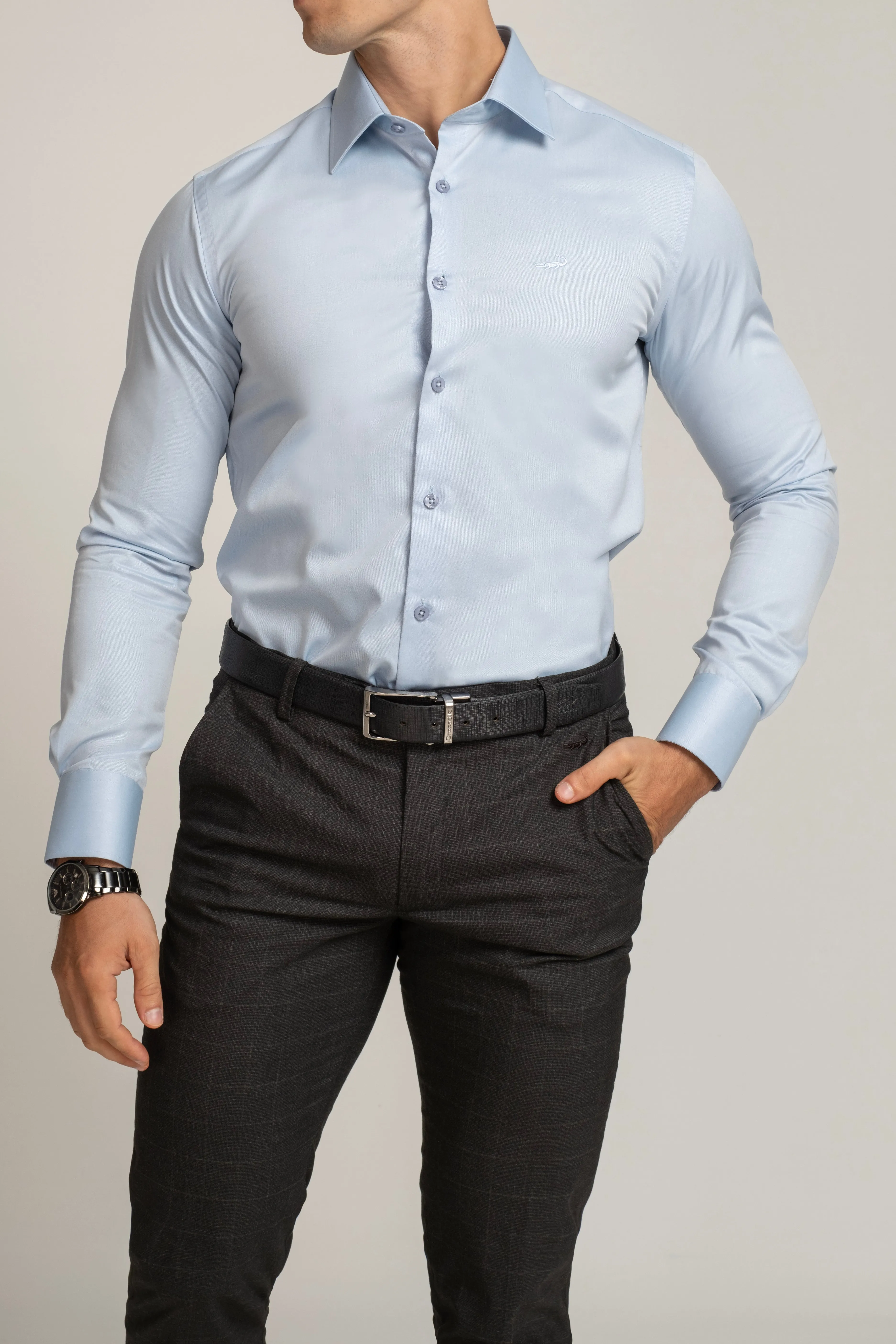 Crocodile Slim Fit Formal Seasonal Shirt Blue Bell