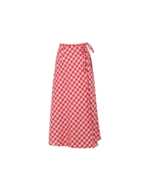 DARCY GINGHAM MIDI SKIRT RED GINGHAM