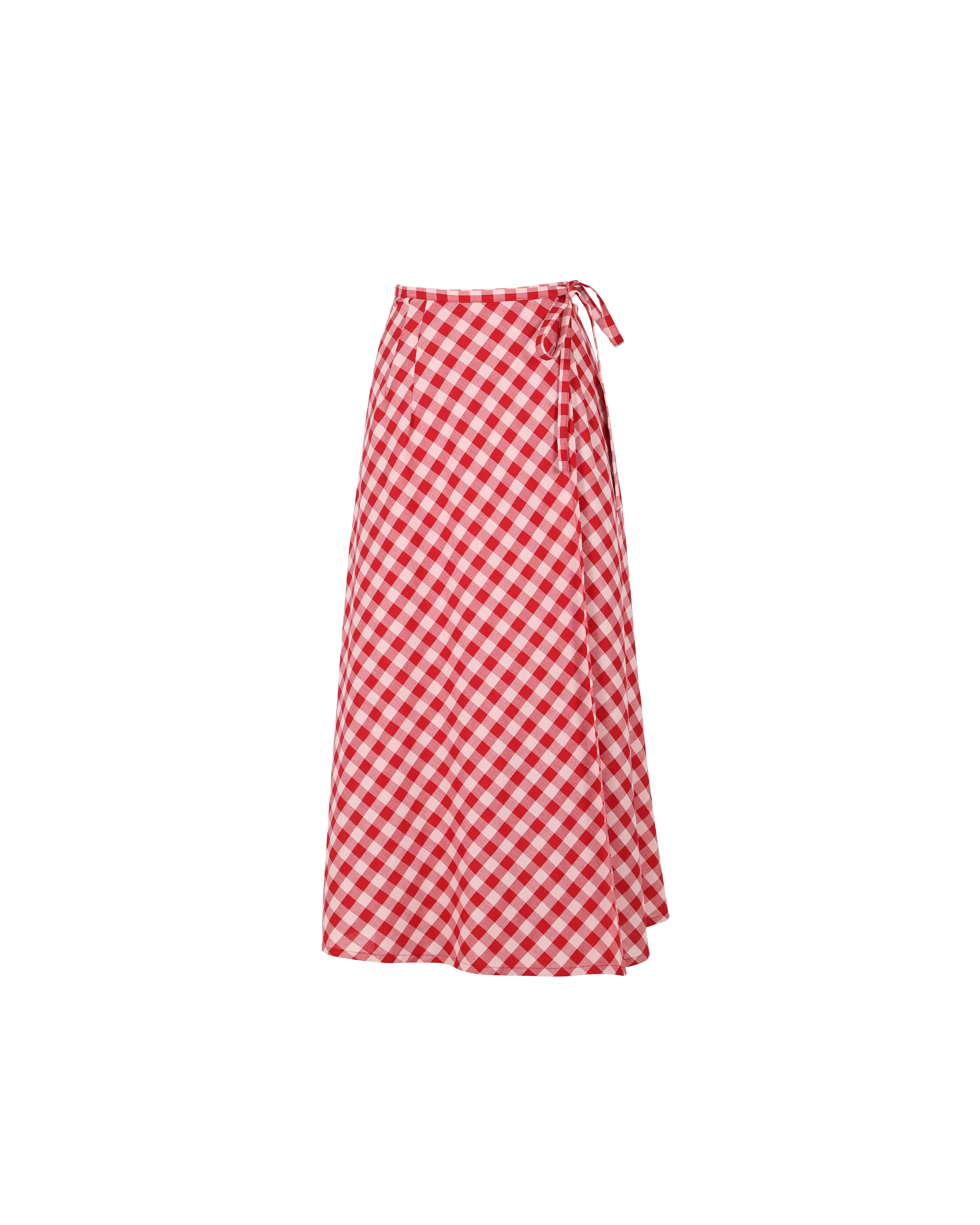 DARCY GINGHAM MIDI SKIRT RED GINGHAM