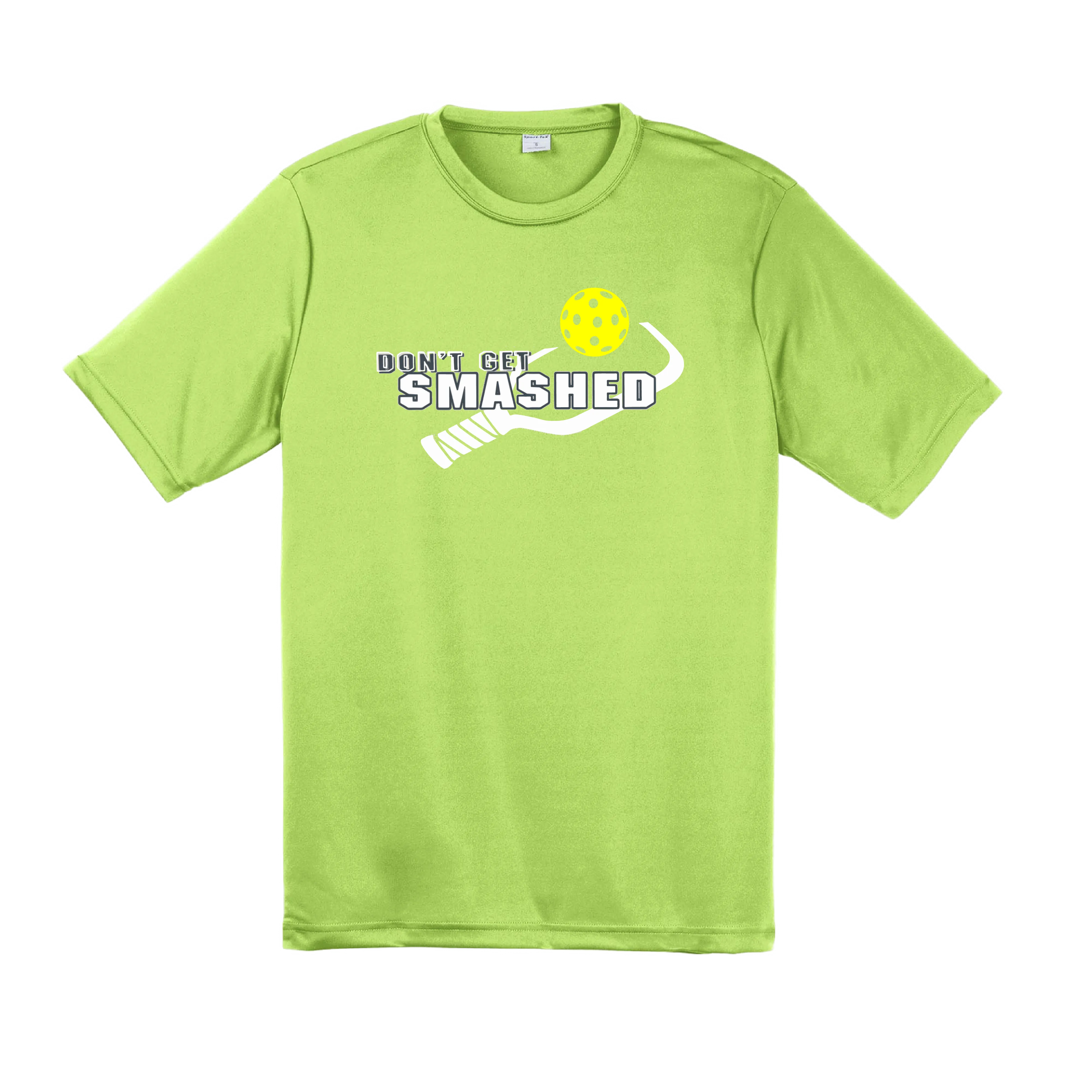 Don't Get Smashed With Pickleballs (Purple White Yellow) Customizable | Men's Short Sleeve Pickleball Shirt | 100% Polyester