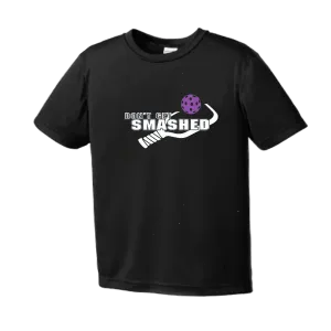 Don't Get Smashed With Pickleballs (Purple White Yellow) Customizable | Men's Short Sleeve Pickleball Shirt | 100% Polyester