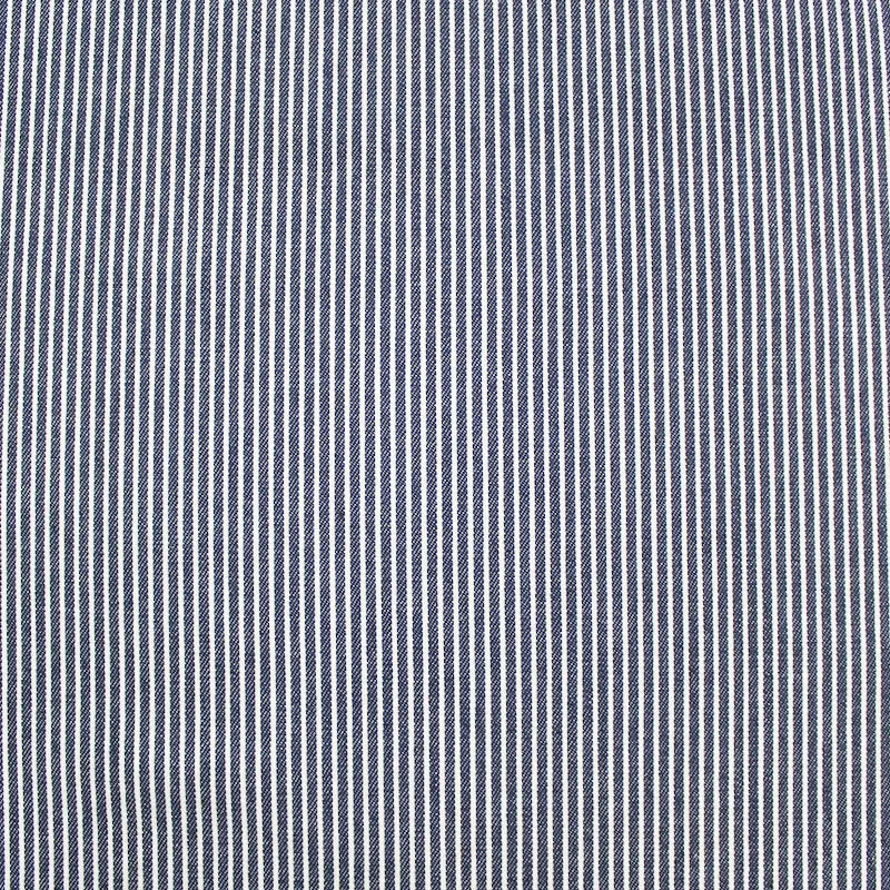 Dressmaking Cotton Denim Hickory Stripe - Denim Blue and White