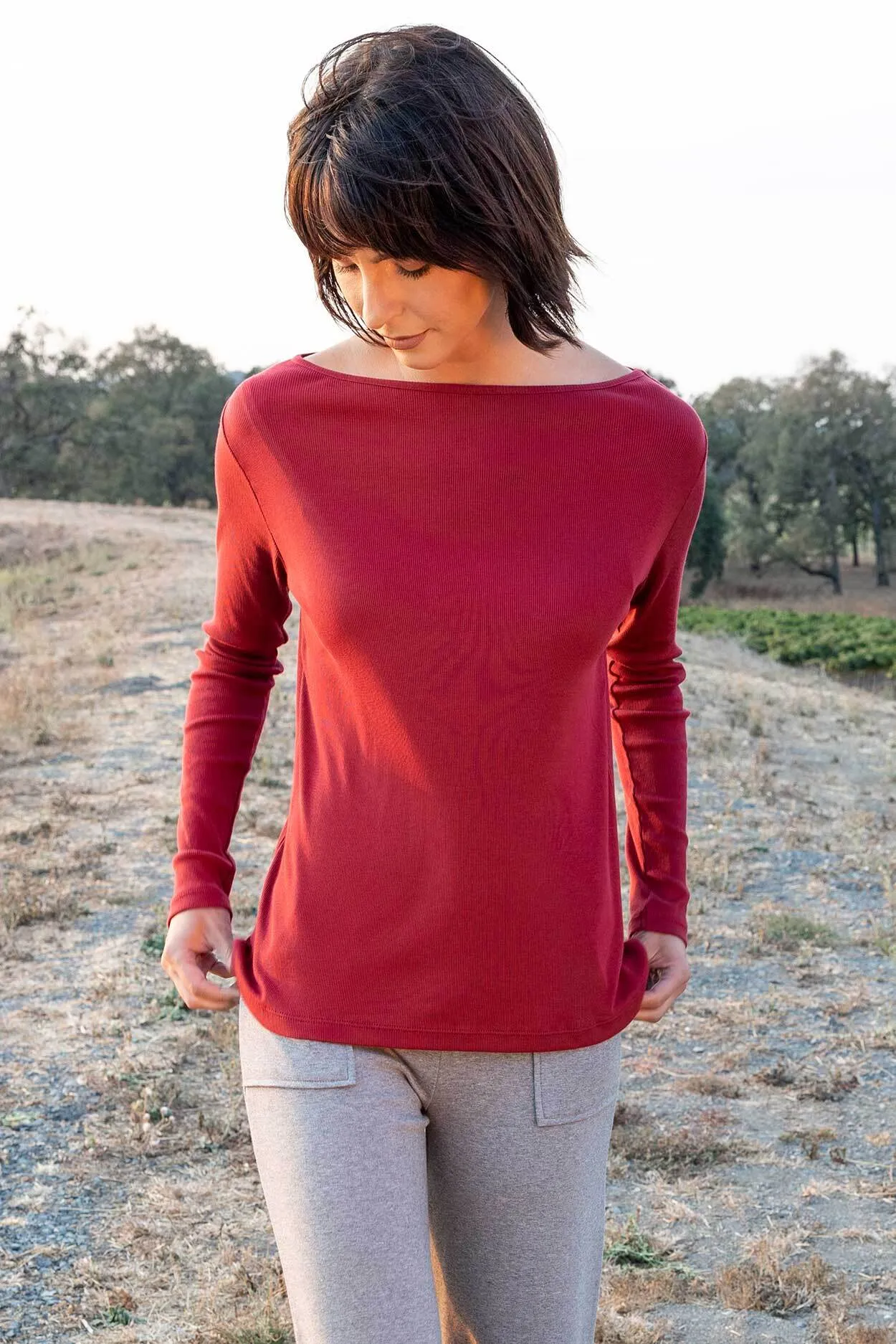 Essential Rib Boatneck Tee