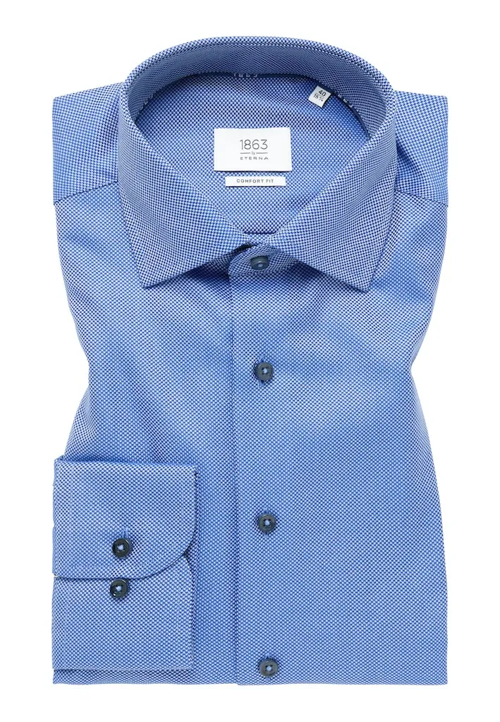 Eterna 1863 Blue Stitch Detail Shirt Blue