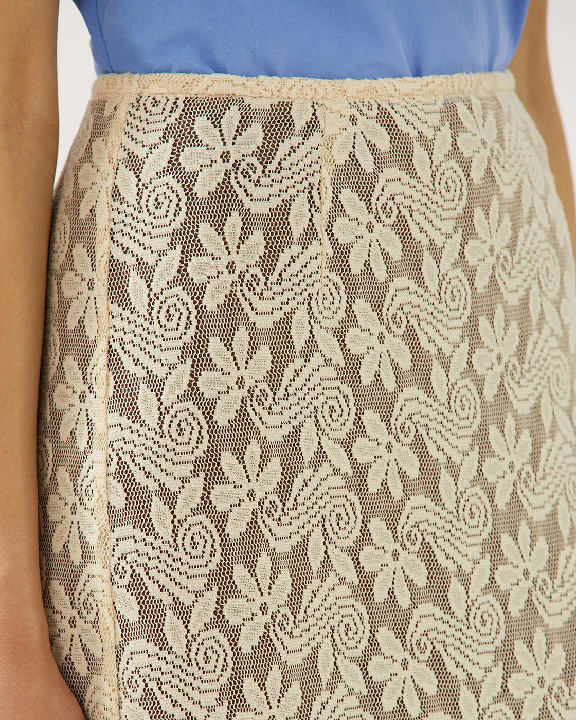 Eva Skirt Floral Lace Cream