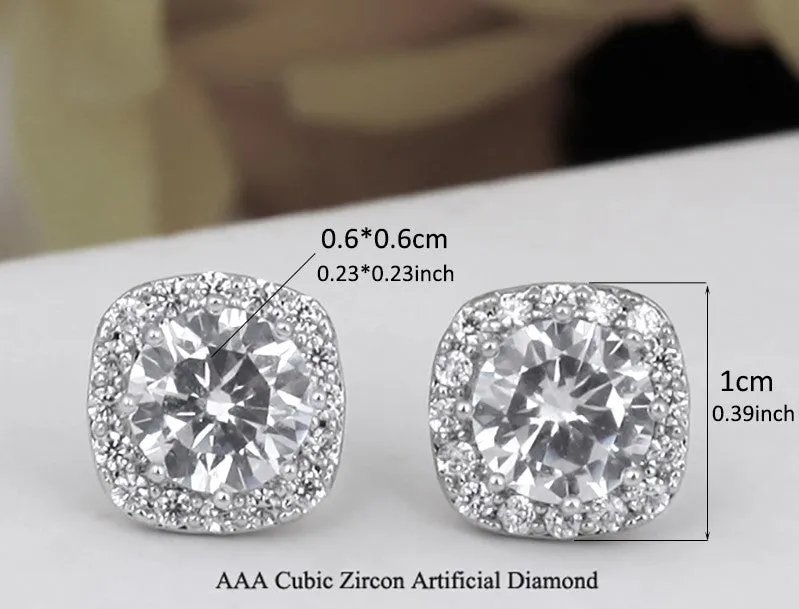 Fashion CZ Cubic Zircon Geometric Square Stud - 4 Colors